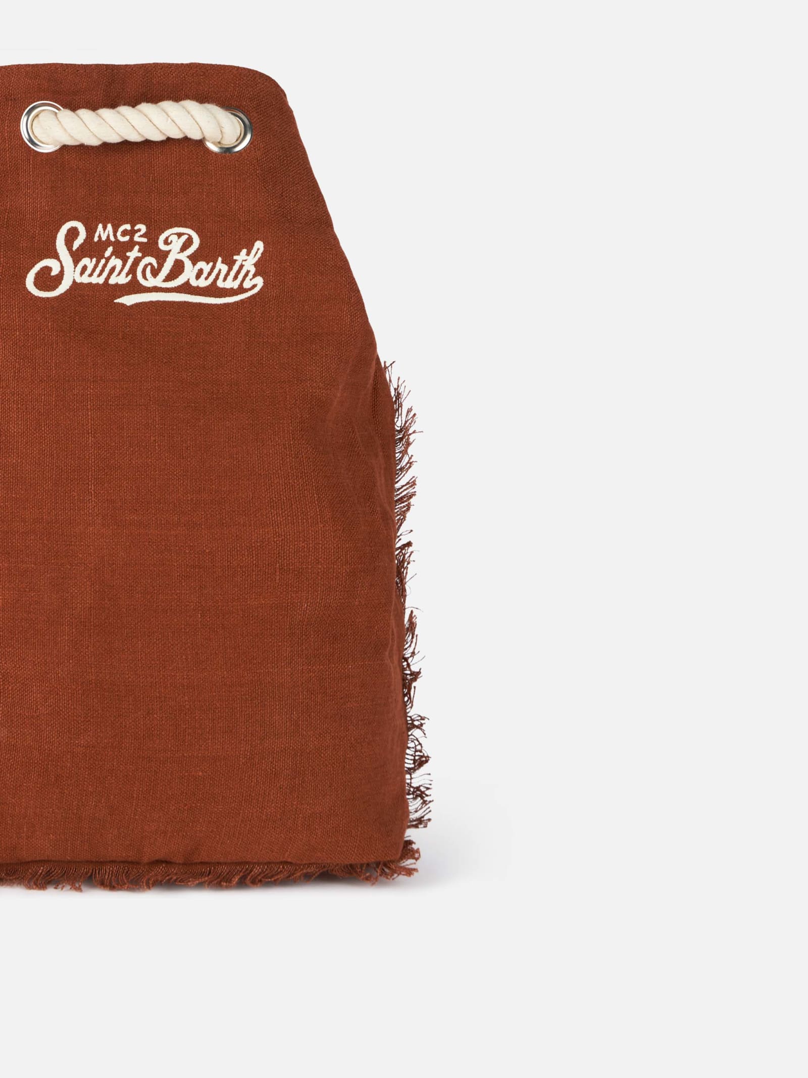 Mc2 Saint Barth Brown Boat Linen Backpack In Brown