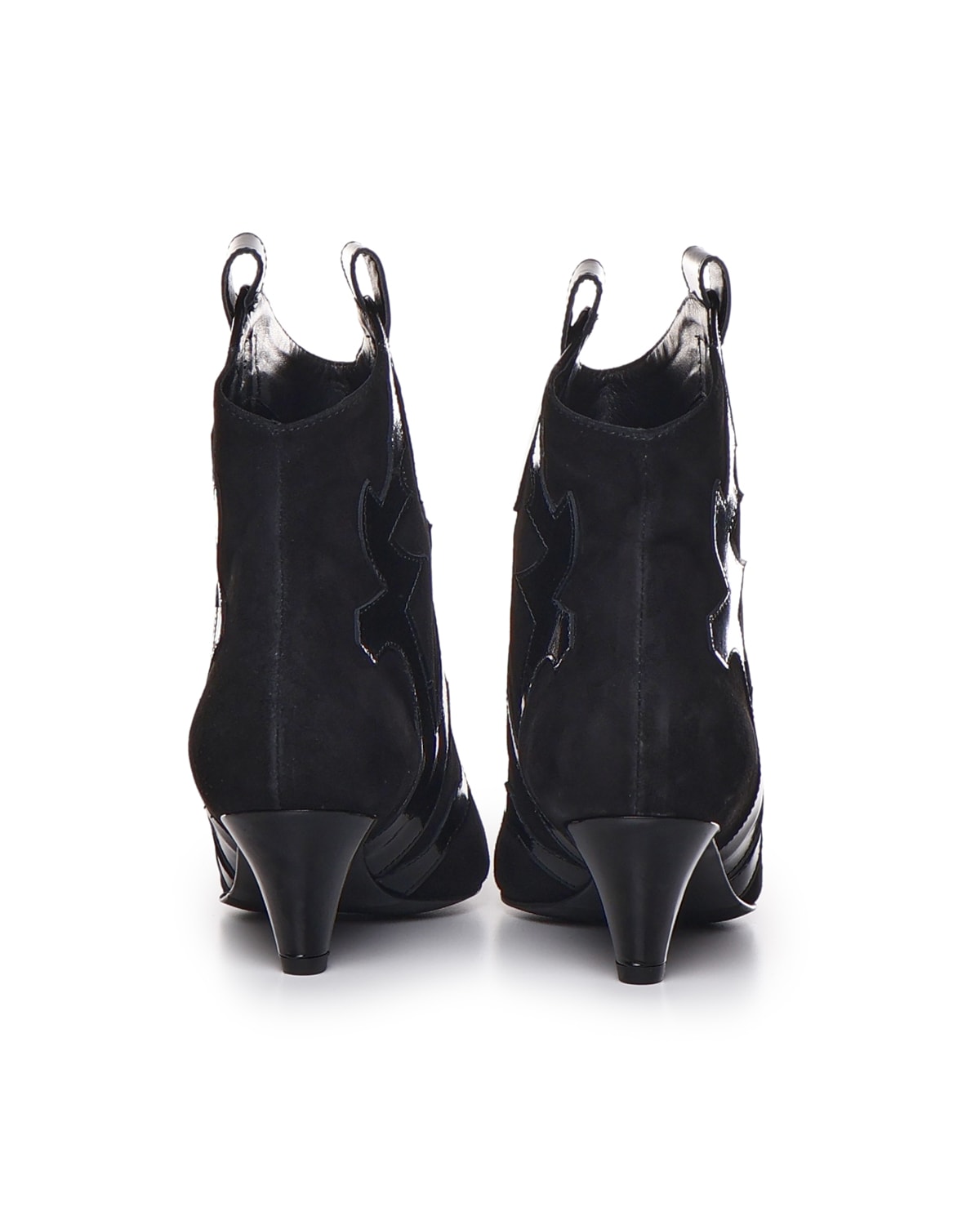 Shop Marc Ellis Ankle Boot With Patent Embroidery In Black