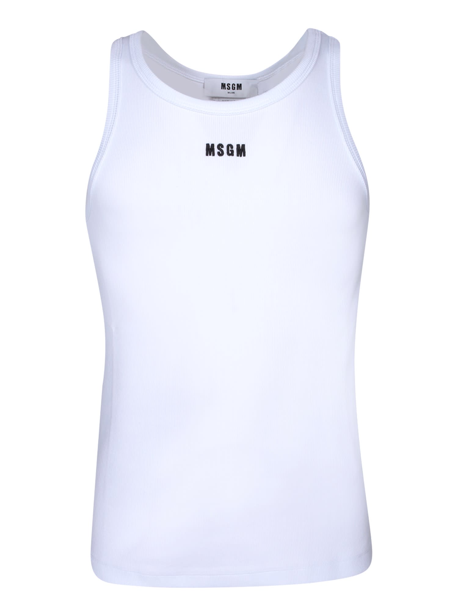 Shop Msgm Micro Logo White Tank Top