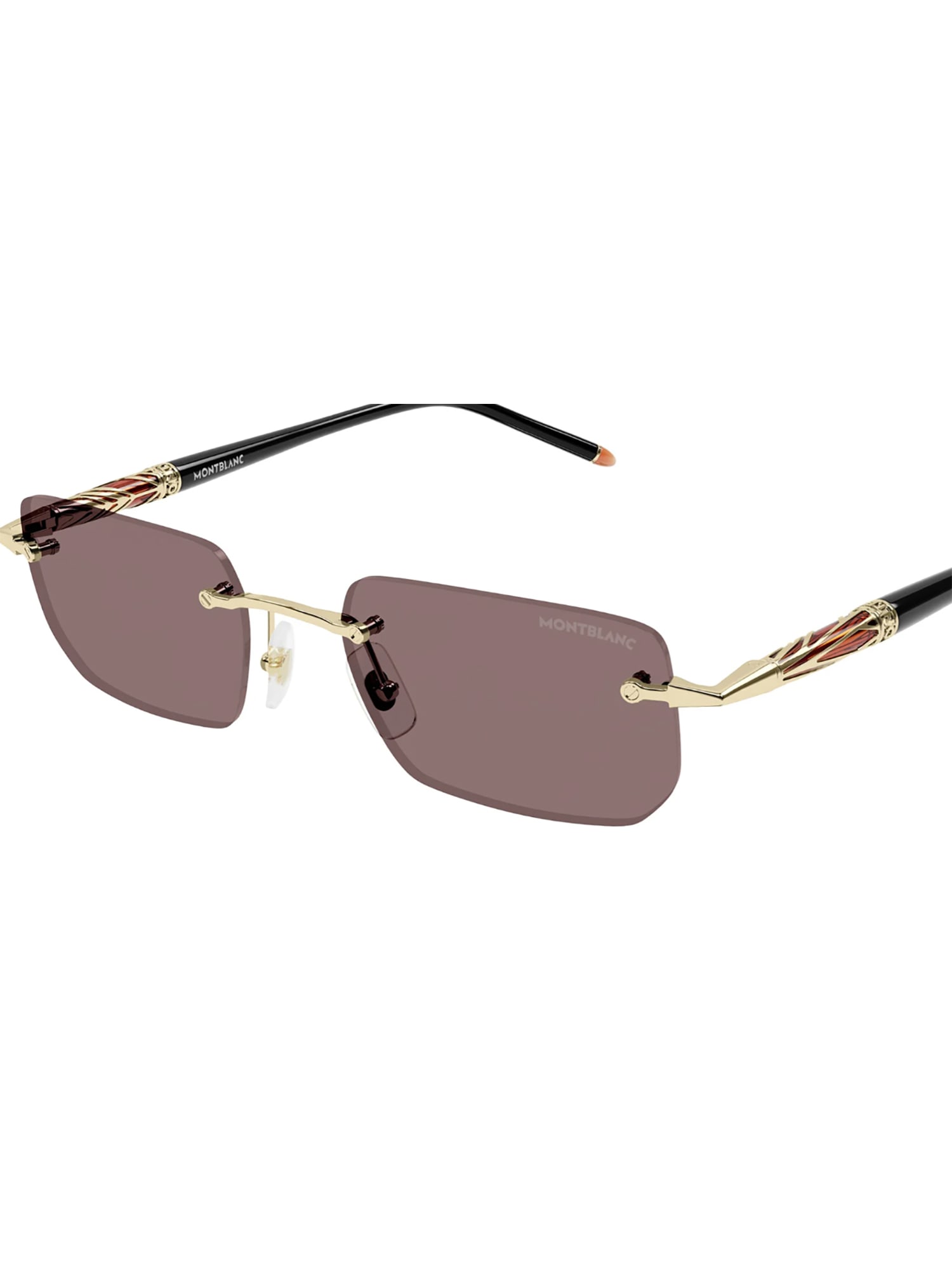 Shop Montblanc Mb0348s Sunglasses In Gold Black Brown