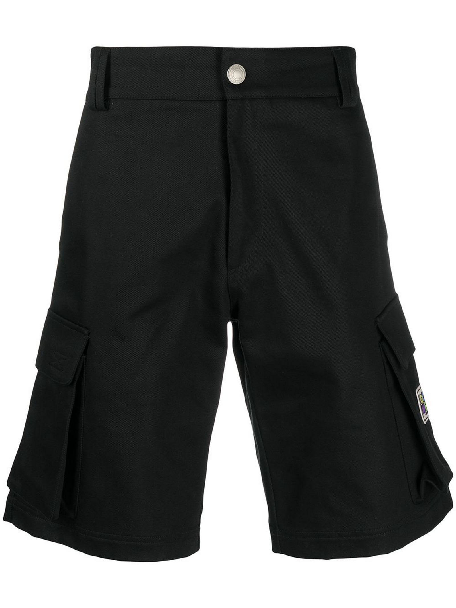 GCDS Black Cotton Cargo Pocket Shorts