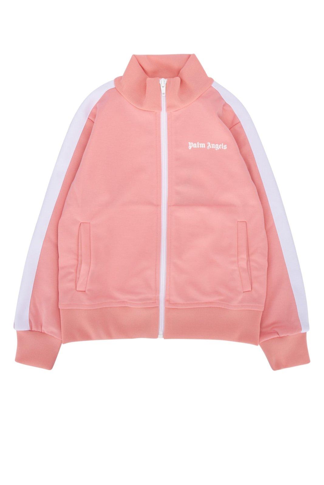 Shop Palm Angels Zipped Side Striped Track Jacket In Pink White
