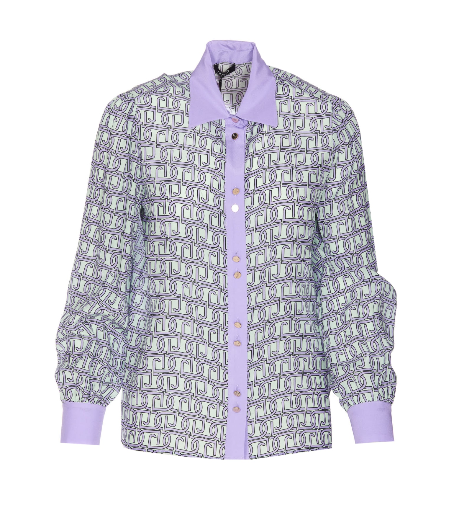 Shop Liu •jo Allover Logo Shirt In Purple