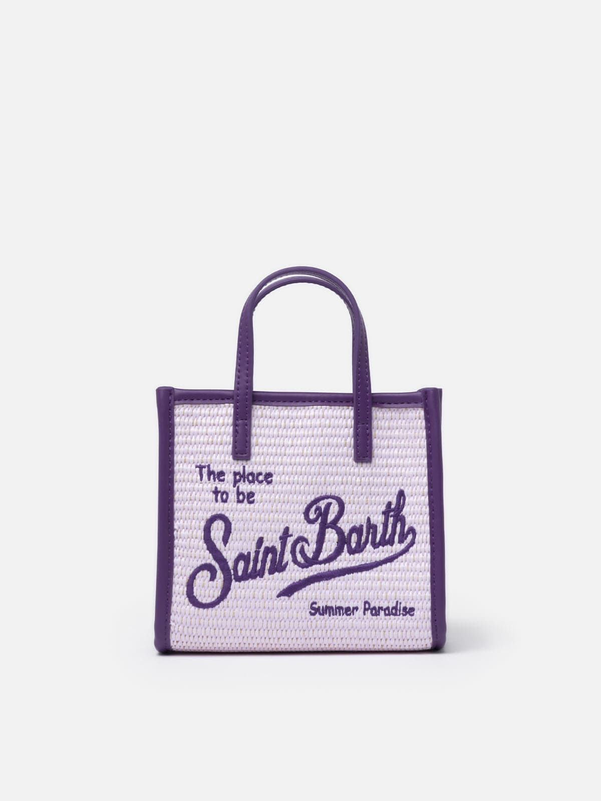Mc2 Saint Barth Lilac Mini Vivian Straw Handbag In Pink