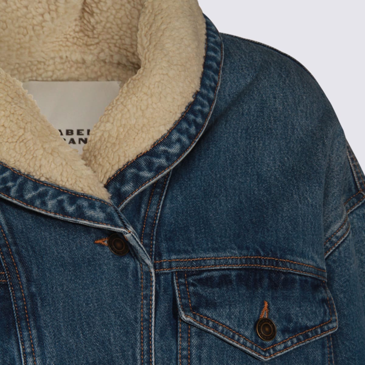 Isabel Marant Casual Jacket With Shearling Collar And Pockets In Blue