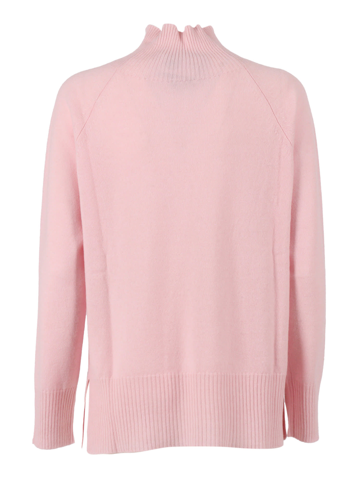 Kangra Cashmere Crater Neck Sweater With Raglan Sleeves And Vents In Pink