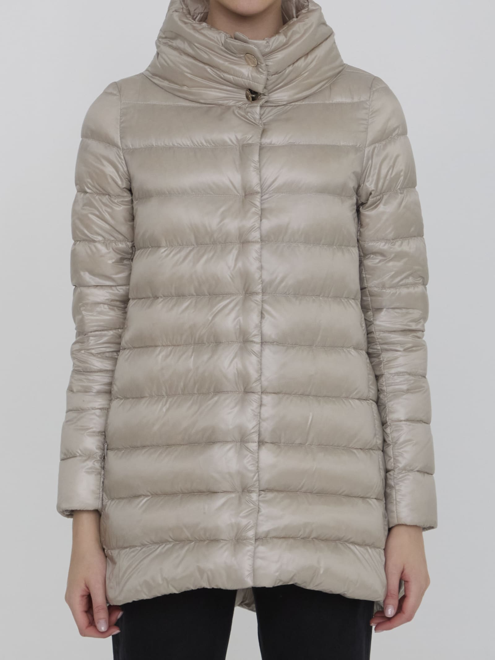 Shop Herno Down Jacket In Nylon In Beige