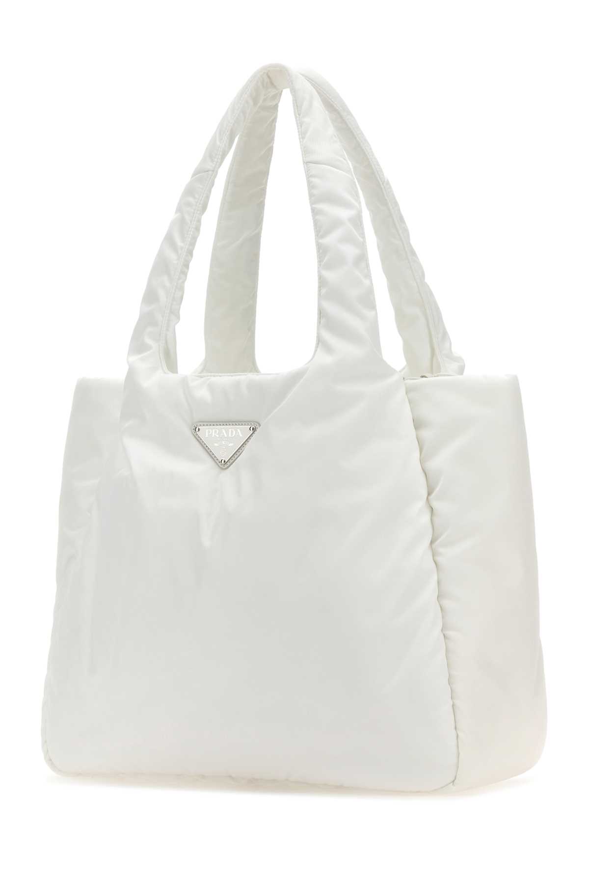 Shop Prada White Re-nylon Handbag In Bianco