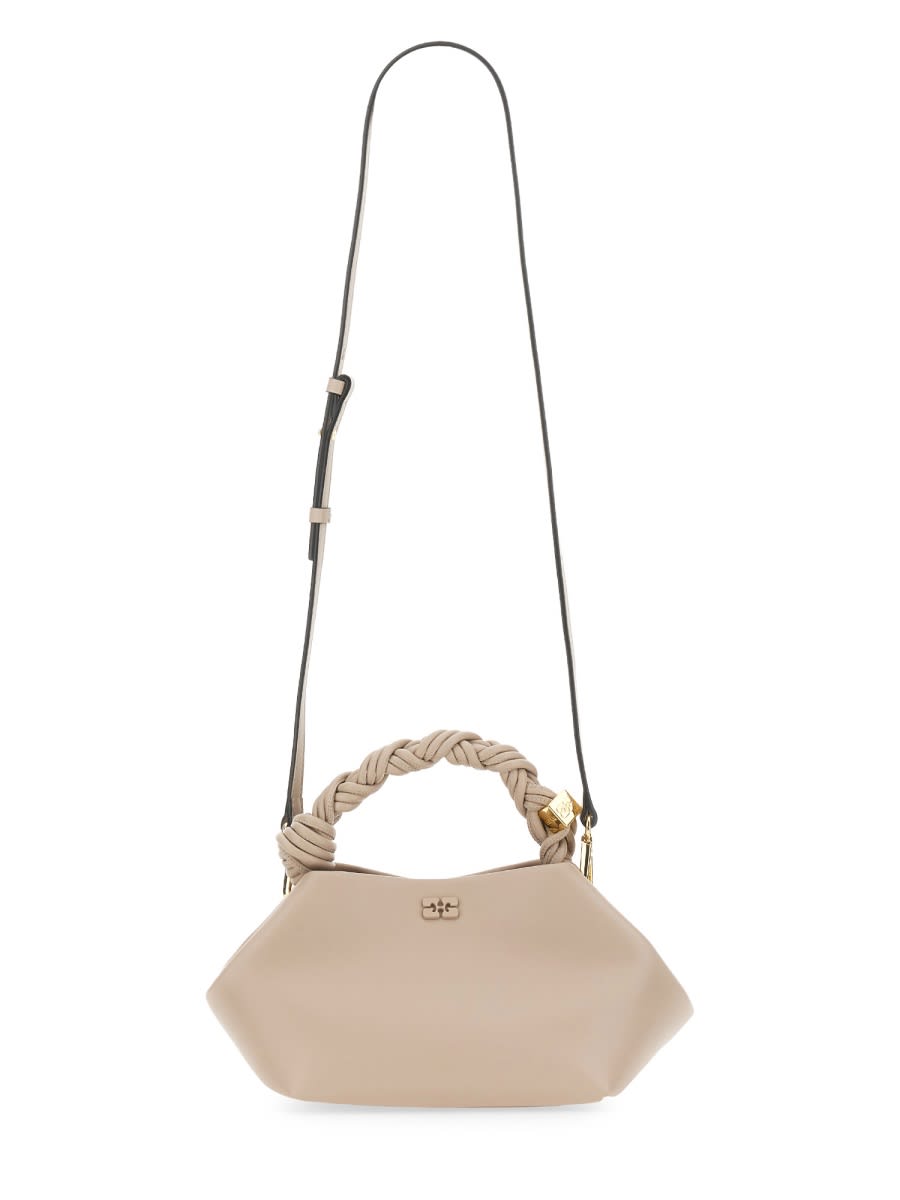 Shop Ganni Small Bou Handbag In Beige