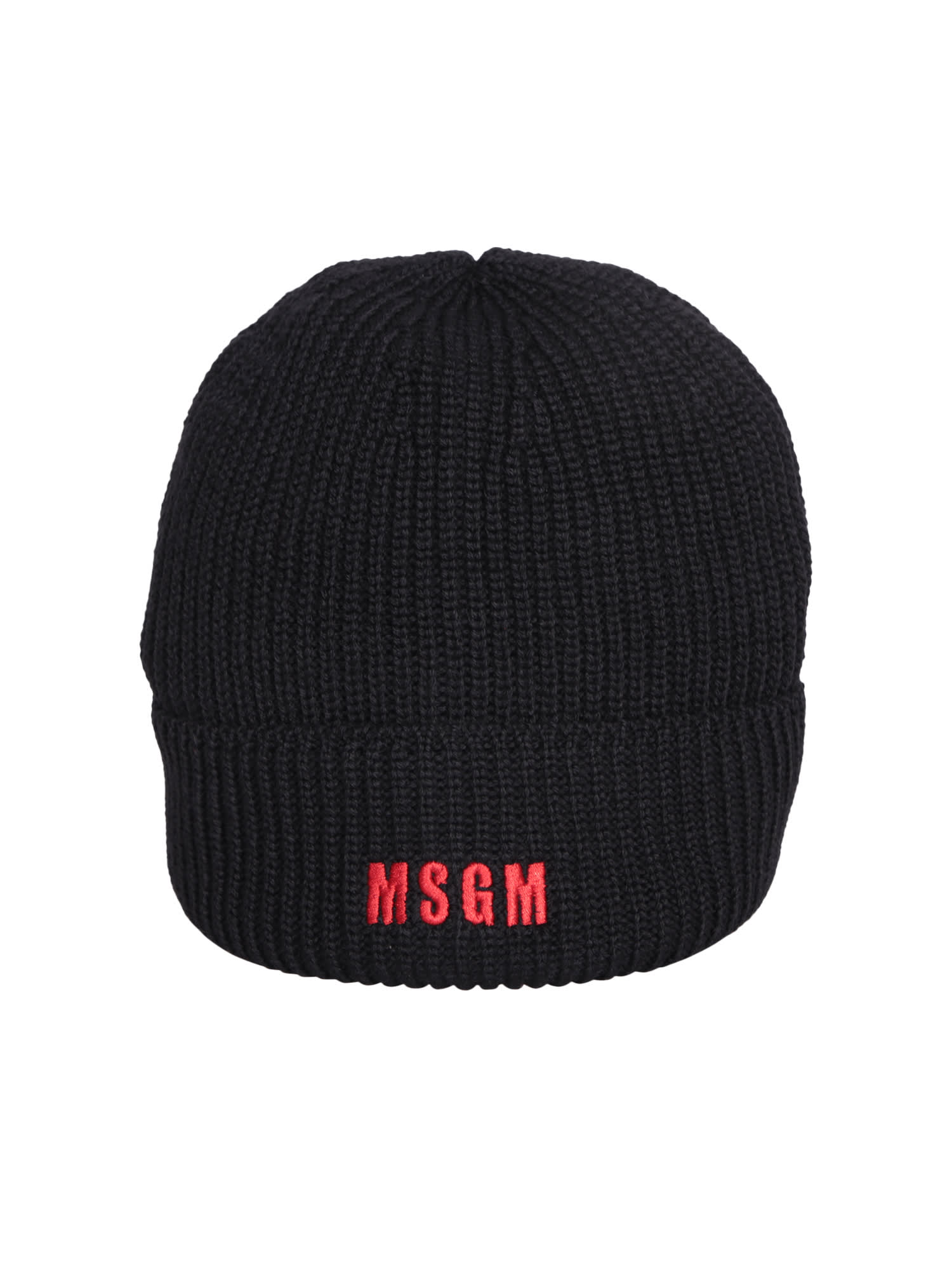 Shop Msgm Logo-embroidered Beanie In Black