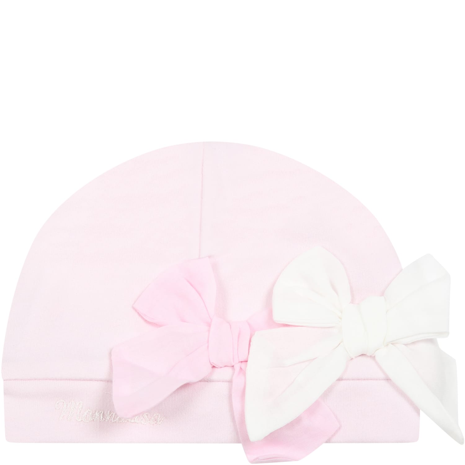 Monnalisa Pink Hat For Baby Girl With Bows