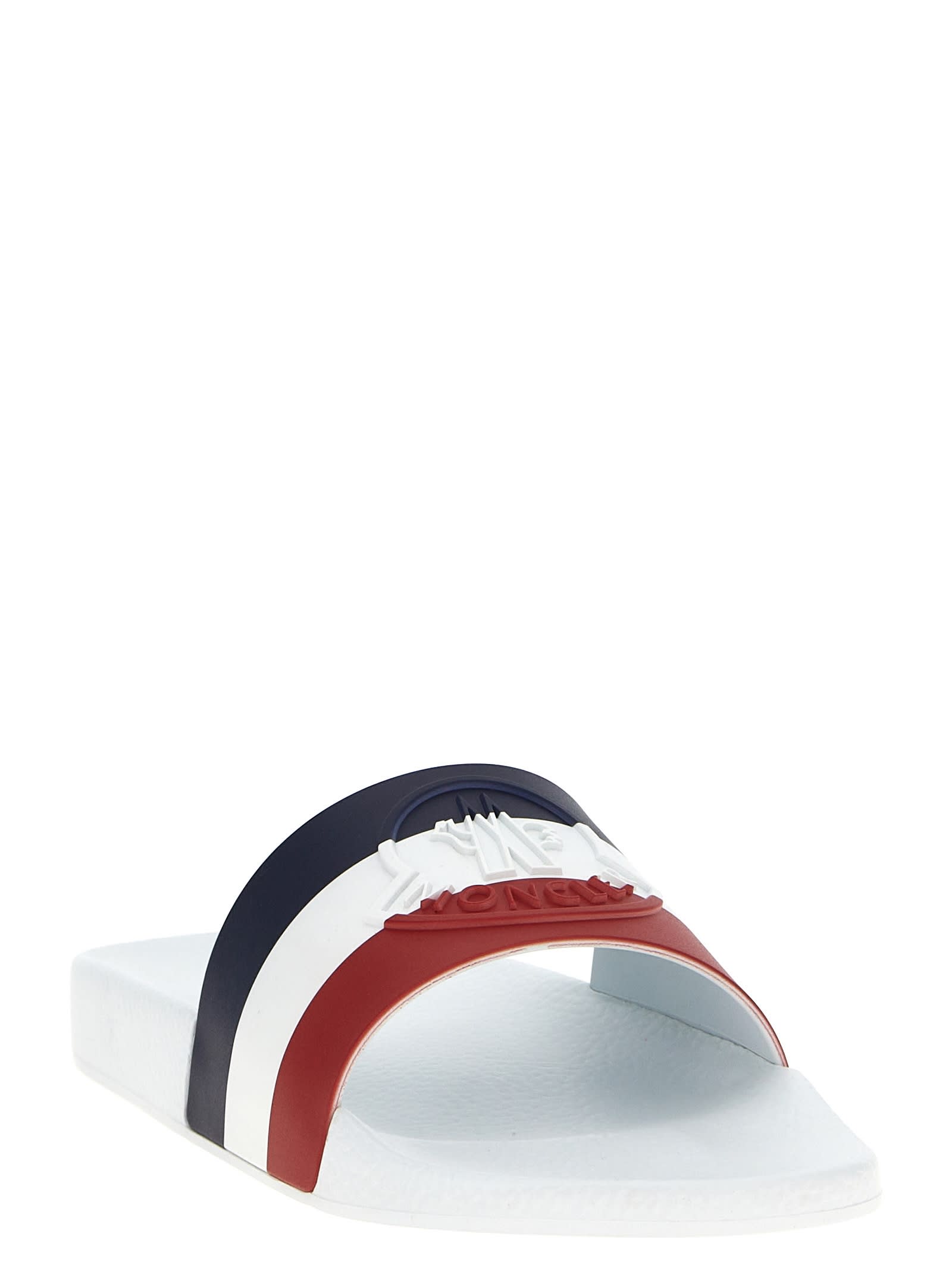 Shop Moncler Basile Slides In White