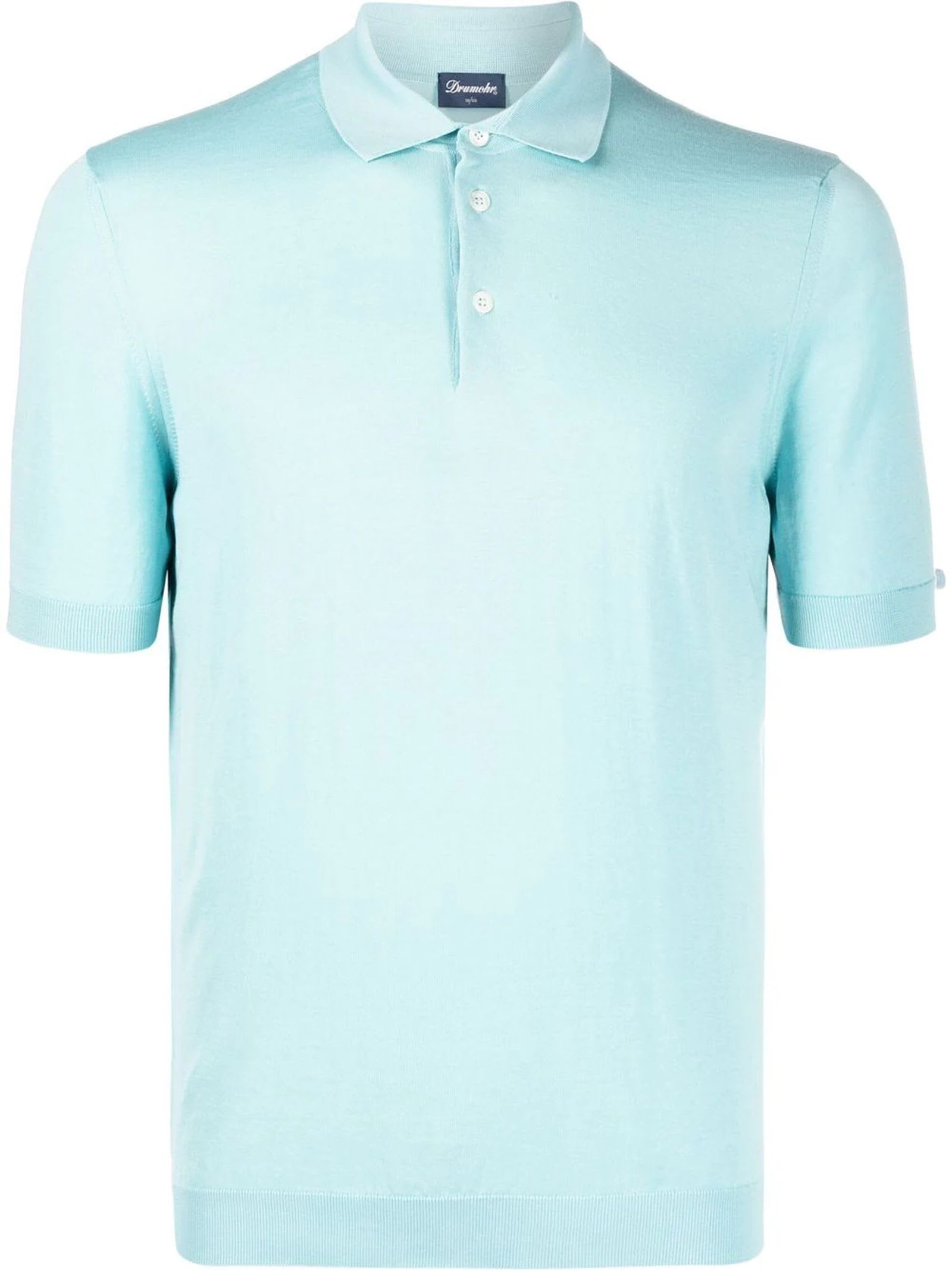 Drumohr Light Blue Cotton Polo Shirt