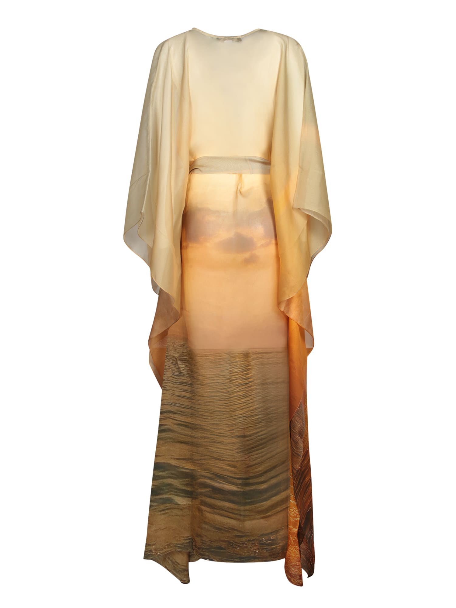 Roberto Cavalli Silk Dress With Sunset-inspired Print In Multi