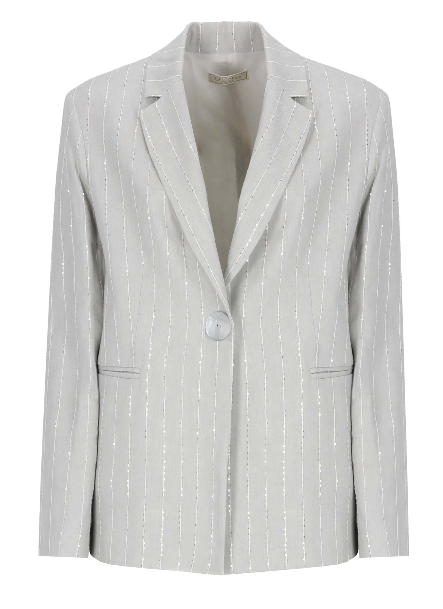 Antonelli Grey Viscose And Linen Gaia Jacket In Gray