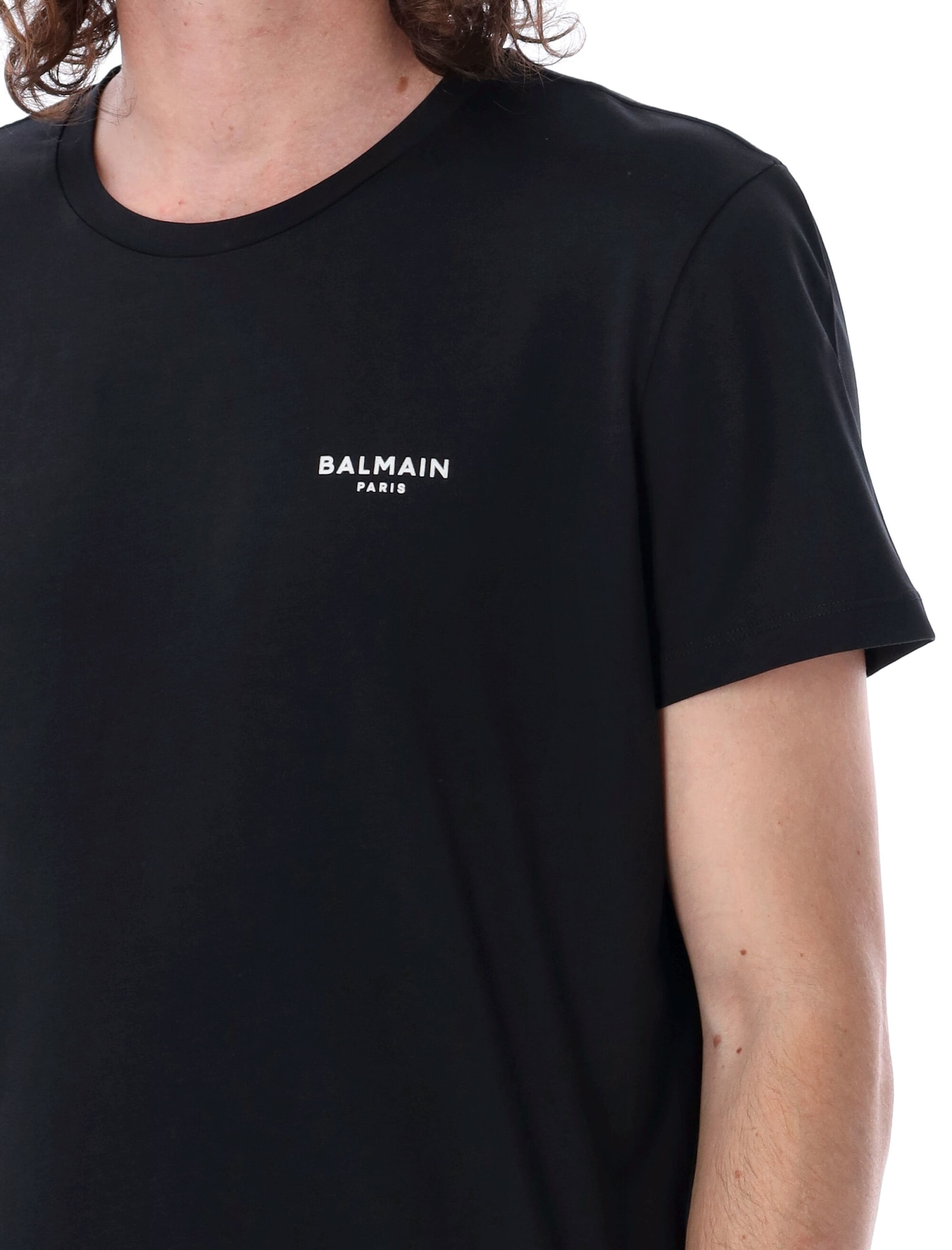 Shop Balmain Mini Logo T-shirt In Nero Bianco