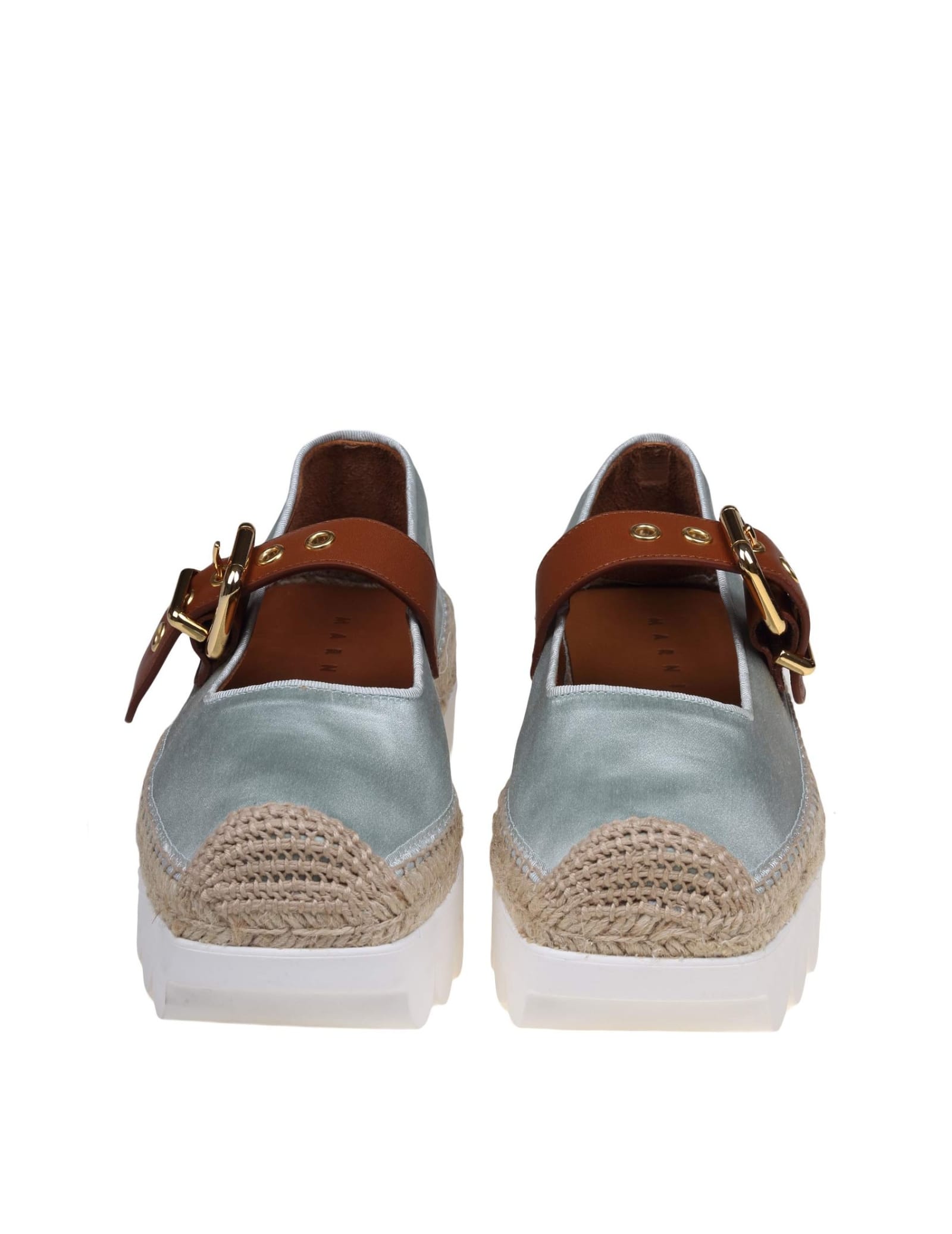 Shop Marni Mary Jane Sneakers In Light Blue Satin