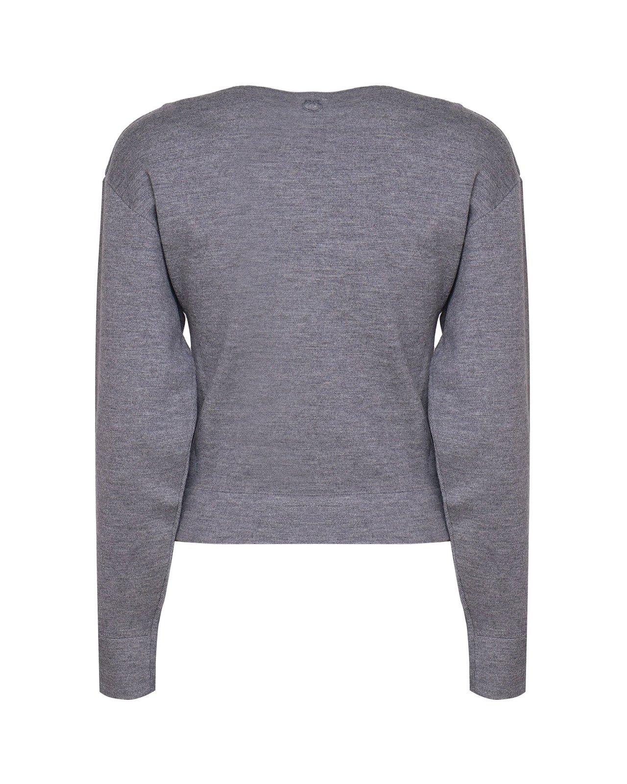 Shop Pinko Boat-neck Knitted Jumper In Grey