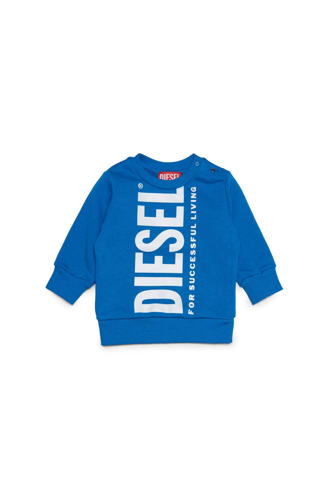 Kids' Blue Crewneck Cotton Sweatshirt With Extra-large Logo