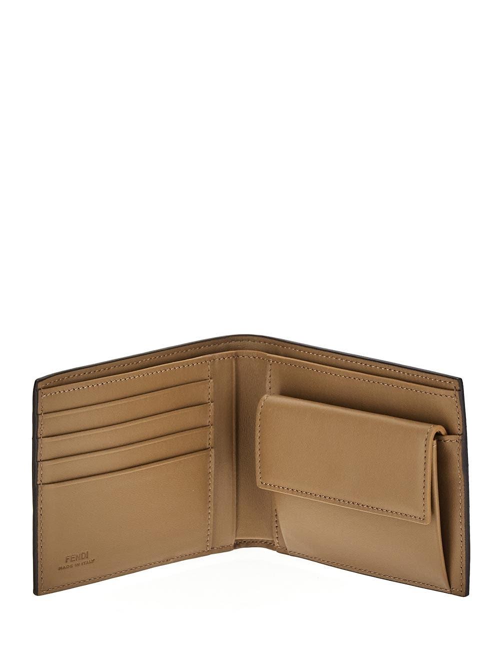 Shop Fendi Bifold Logo Wallet In Brown