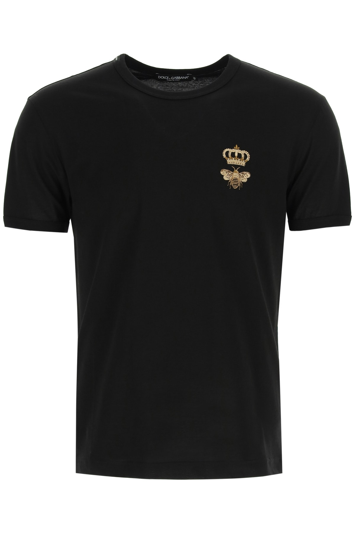 Dolce & Gabbana T-shirt With Bee And Crown Lurex Embroidery
