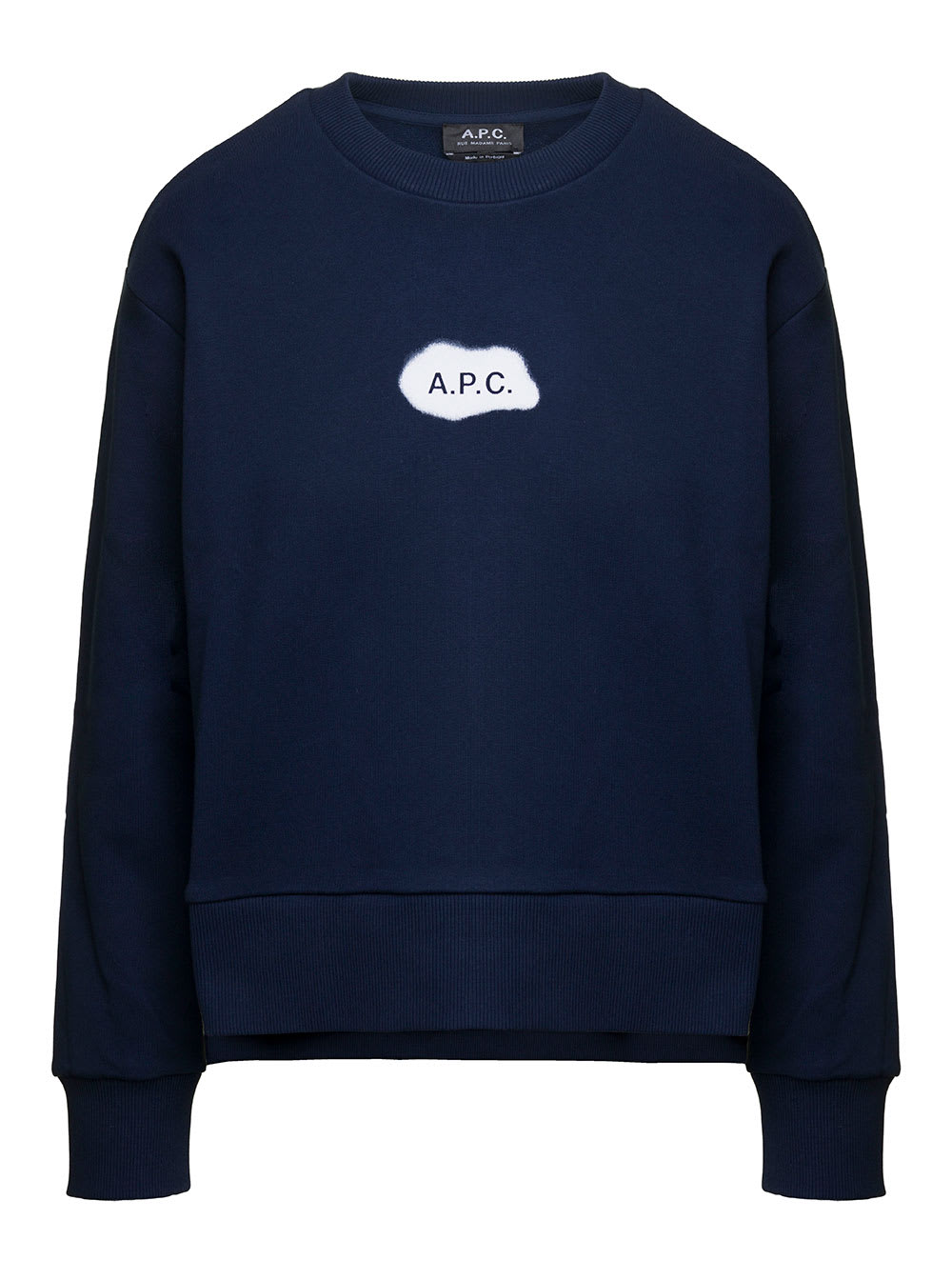 Apc Sibylle Blue Crewneck Sweatshirt With Logo Print At The Front In Cotton Woman