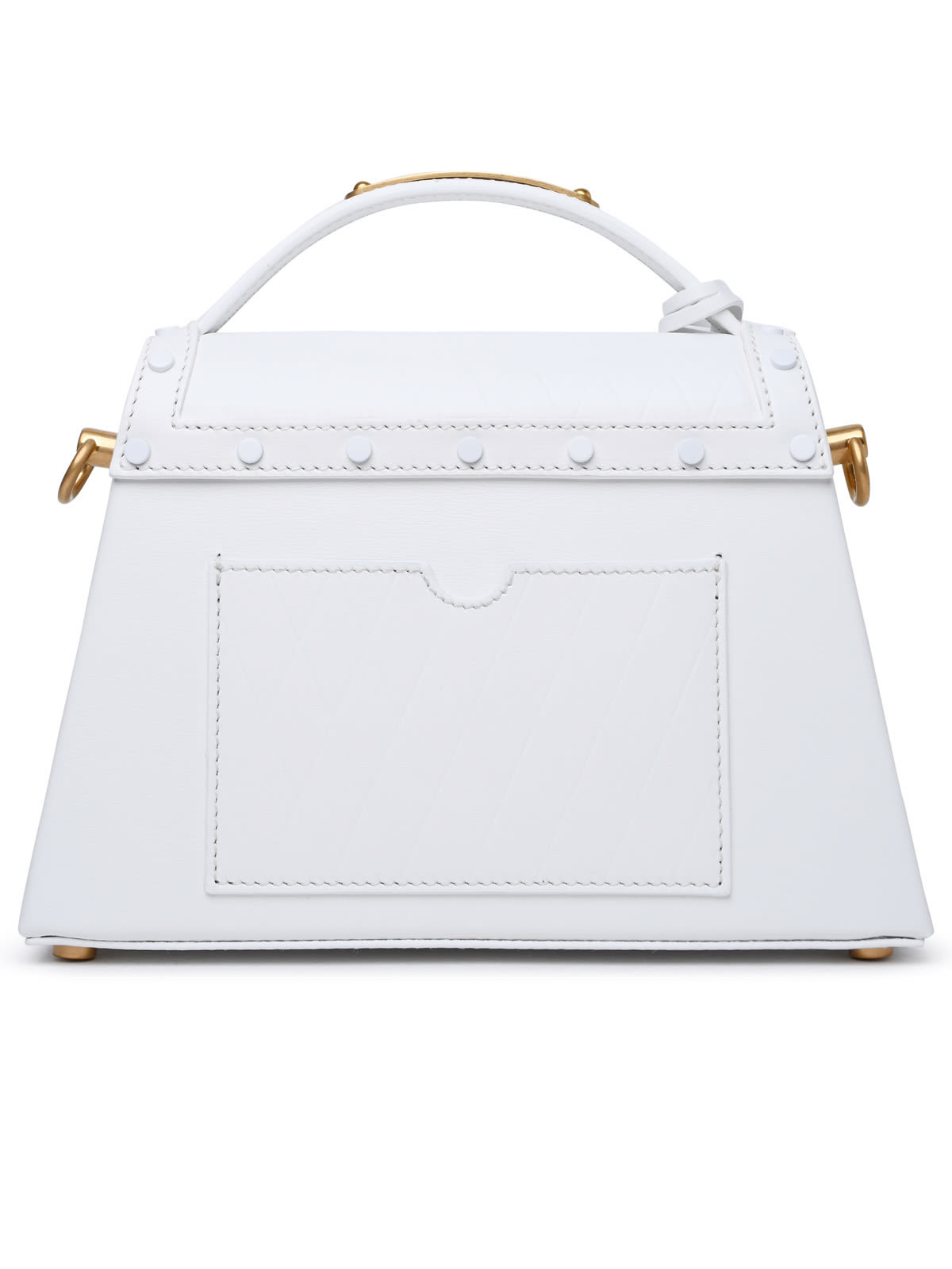 Shop Balmain B-buzz Dynasty White Leather Bag