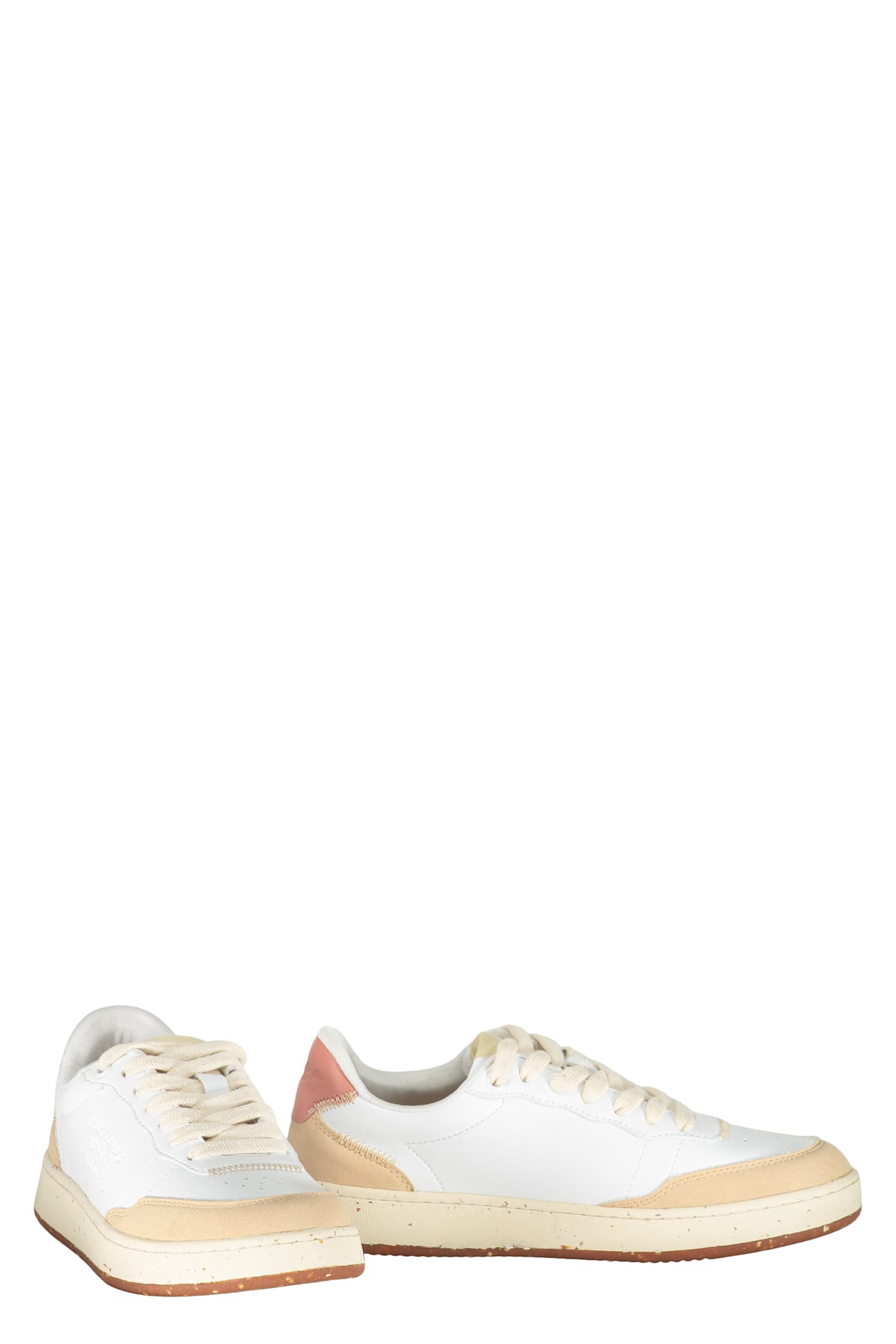 Acbc White Minimalist Sneakers With Beige Details In White