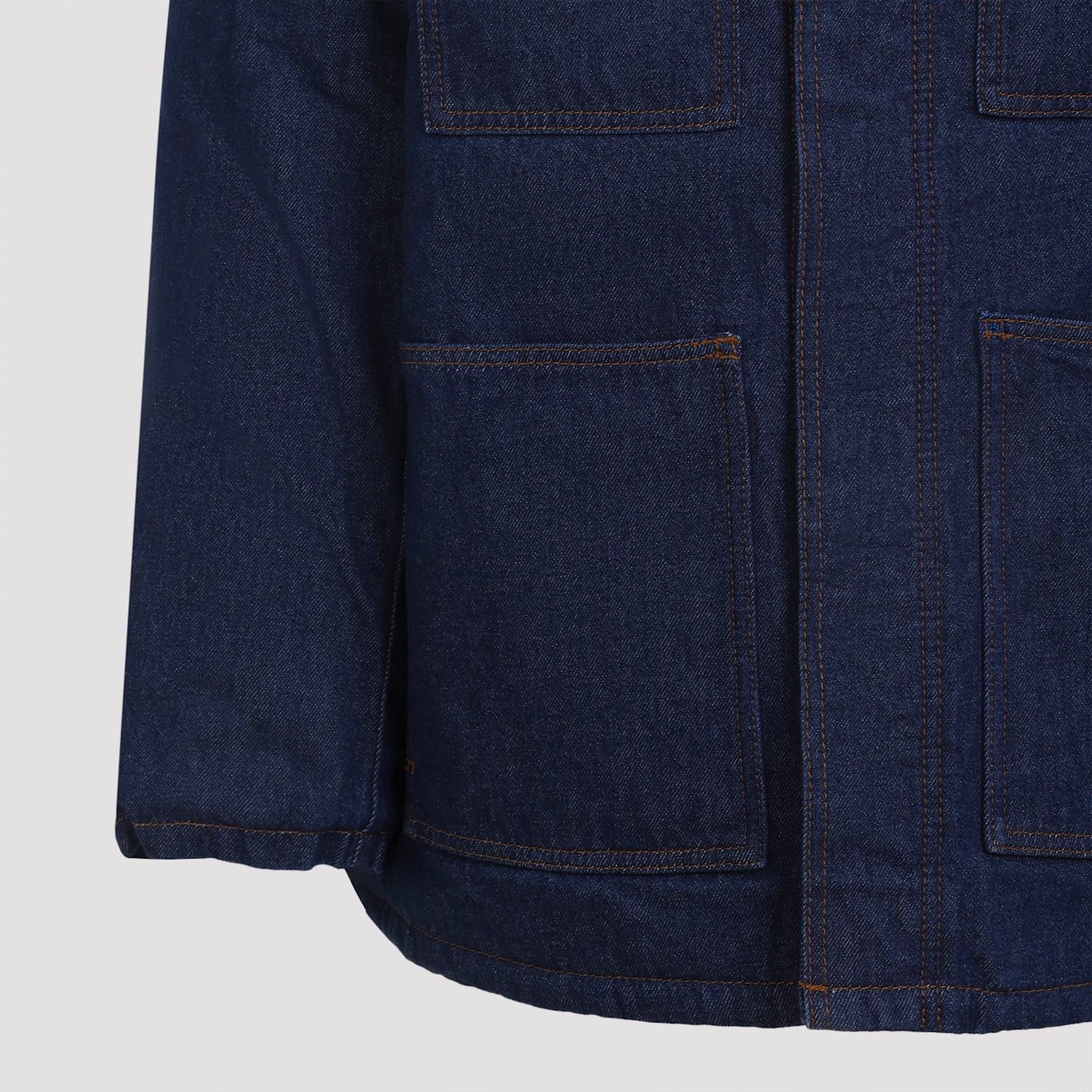 Ami Alexandre Mattiussi Dark Denim Jacket With Brown Corduroy Collar In Black