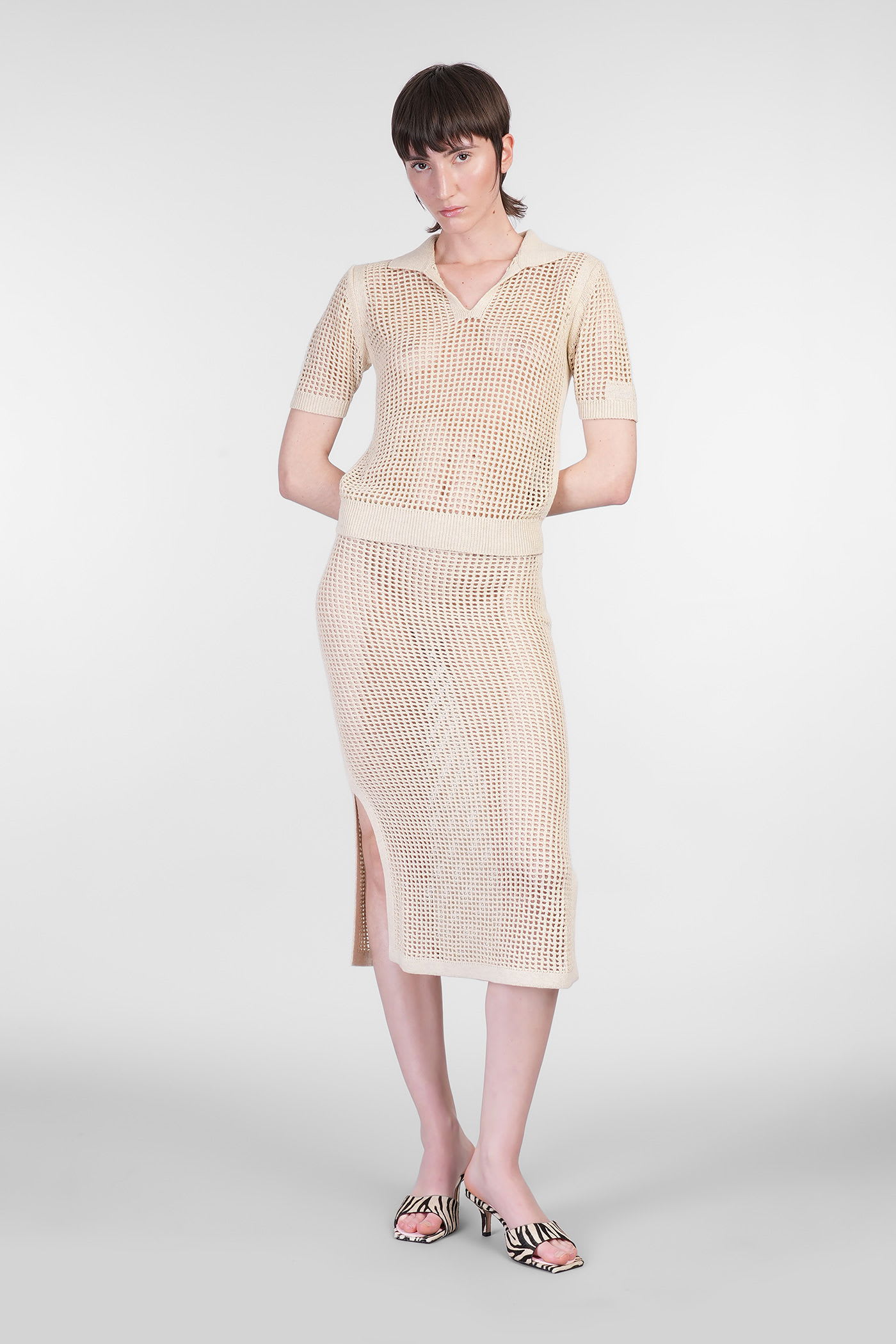 Mc2 Saint Barth Darline Skirt In Beige Cotton In Nude
