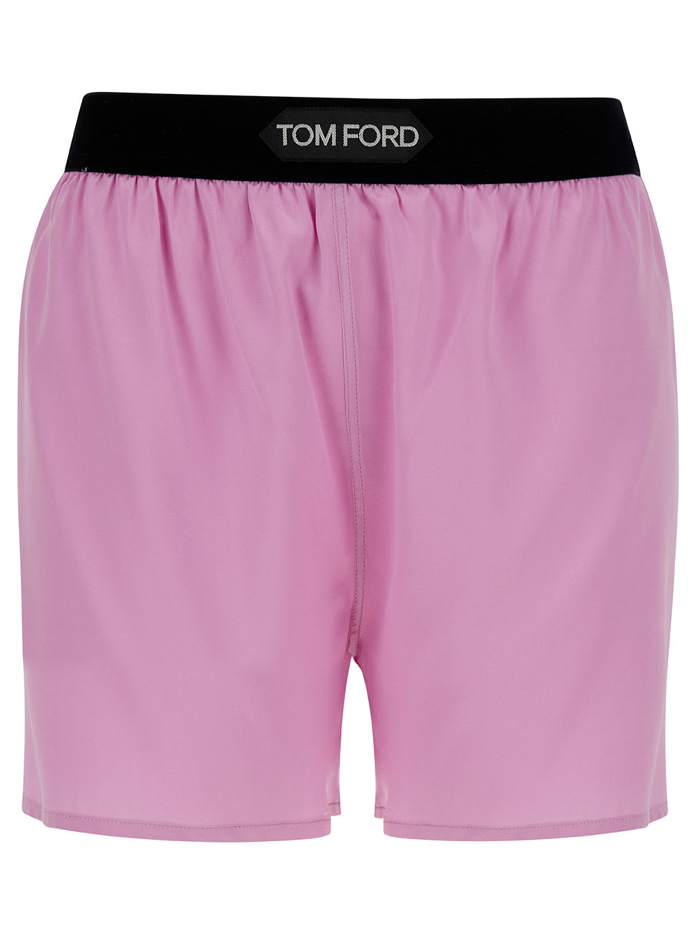Tom Ford Logo-waistband Satin Shorts In Pink