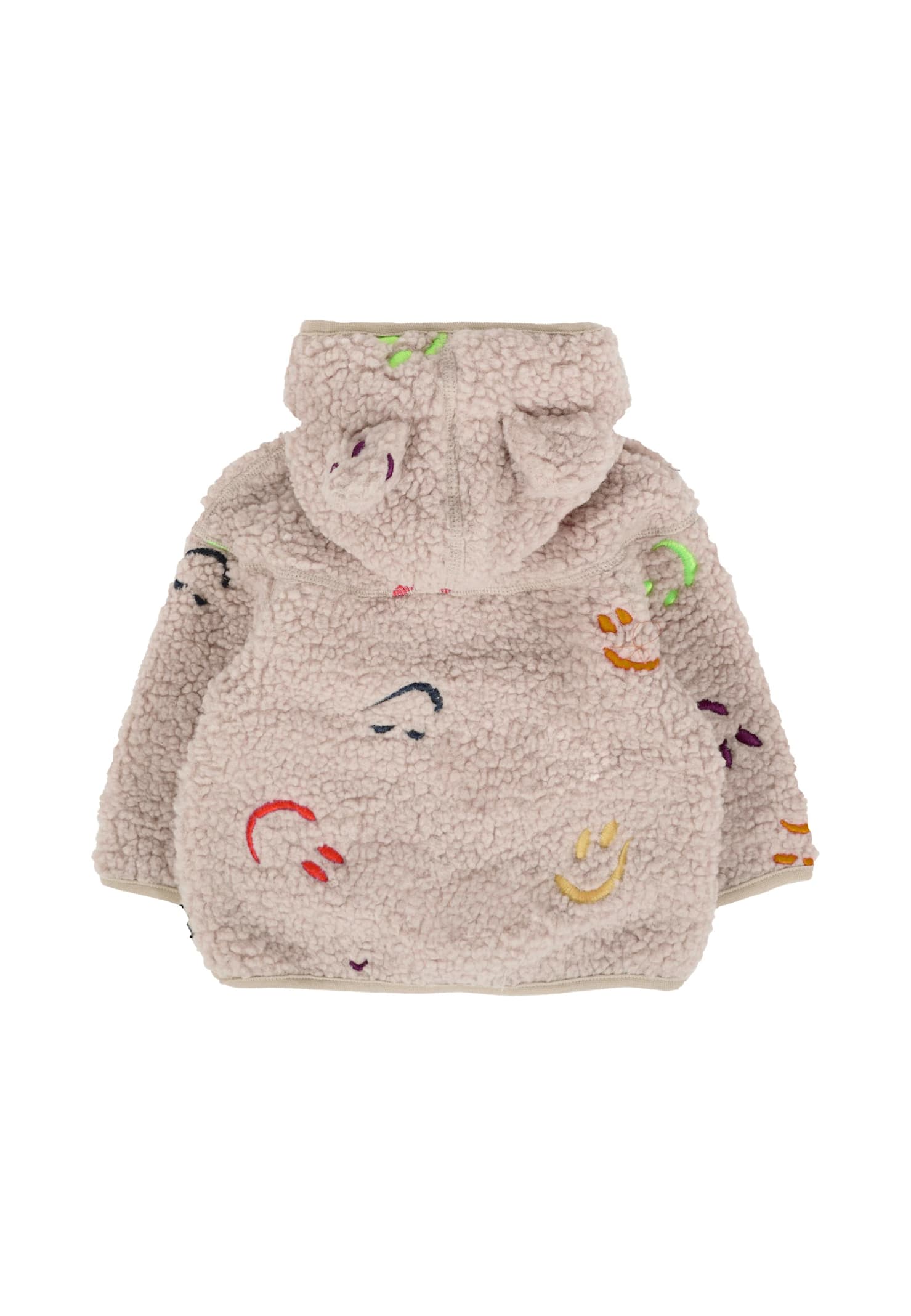 Molo Beige Coat For Babykids With Smiley In Brown
