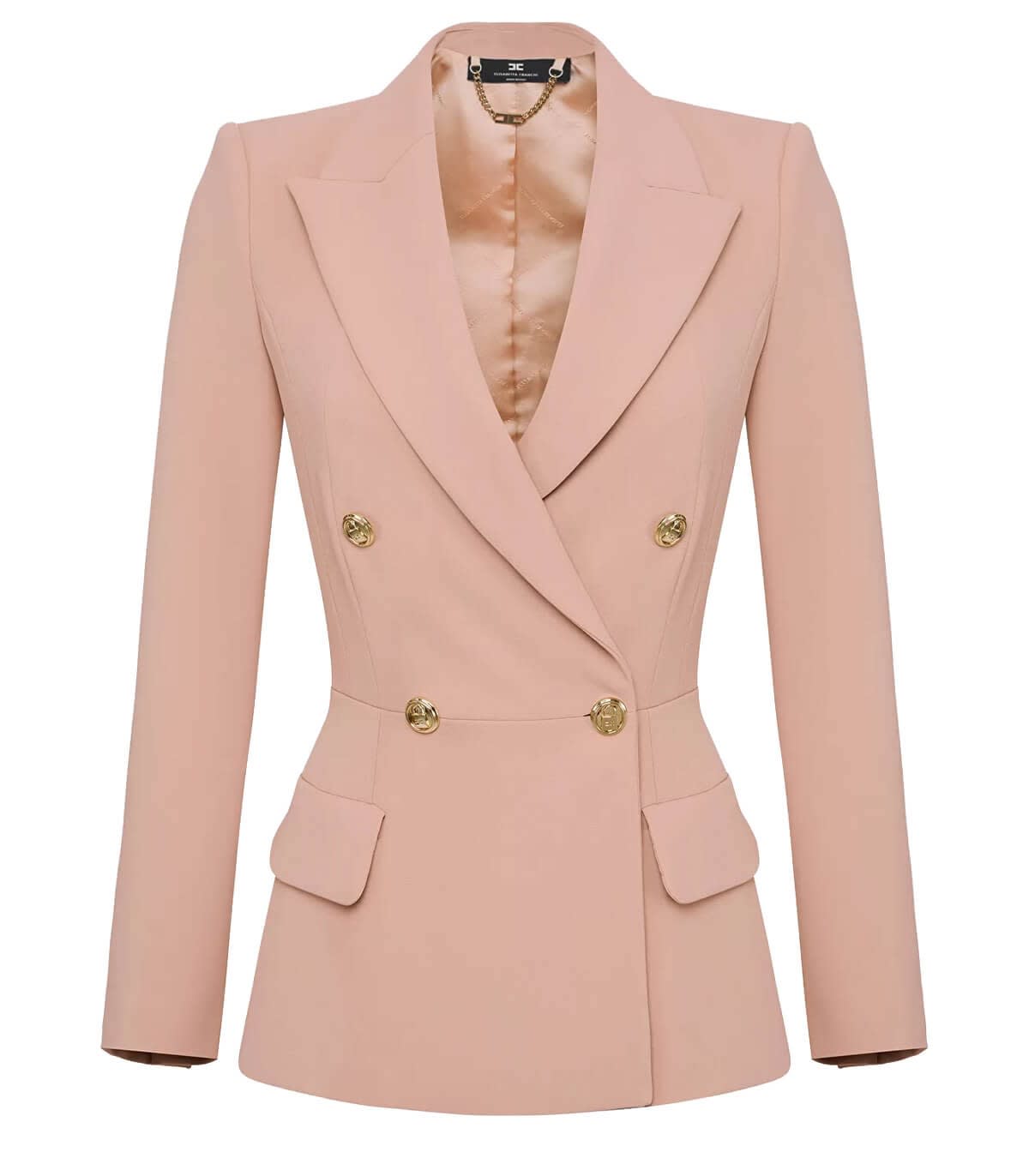 Elisabetta Franchi Nude Pink Double-breasted Suit Jacket