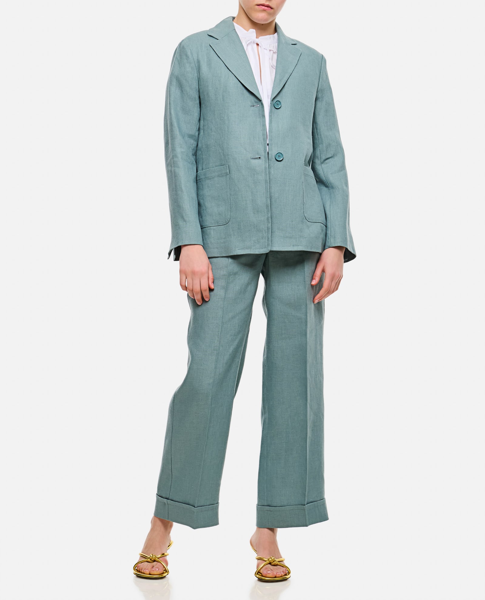 Shop 's Max Mara Socrates Linen Jacket In Clear Blue