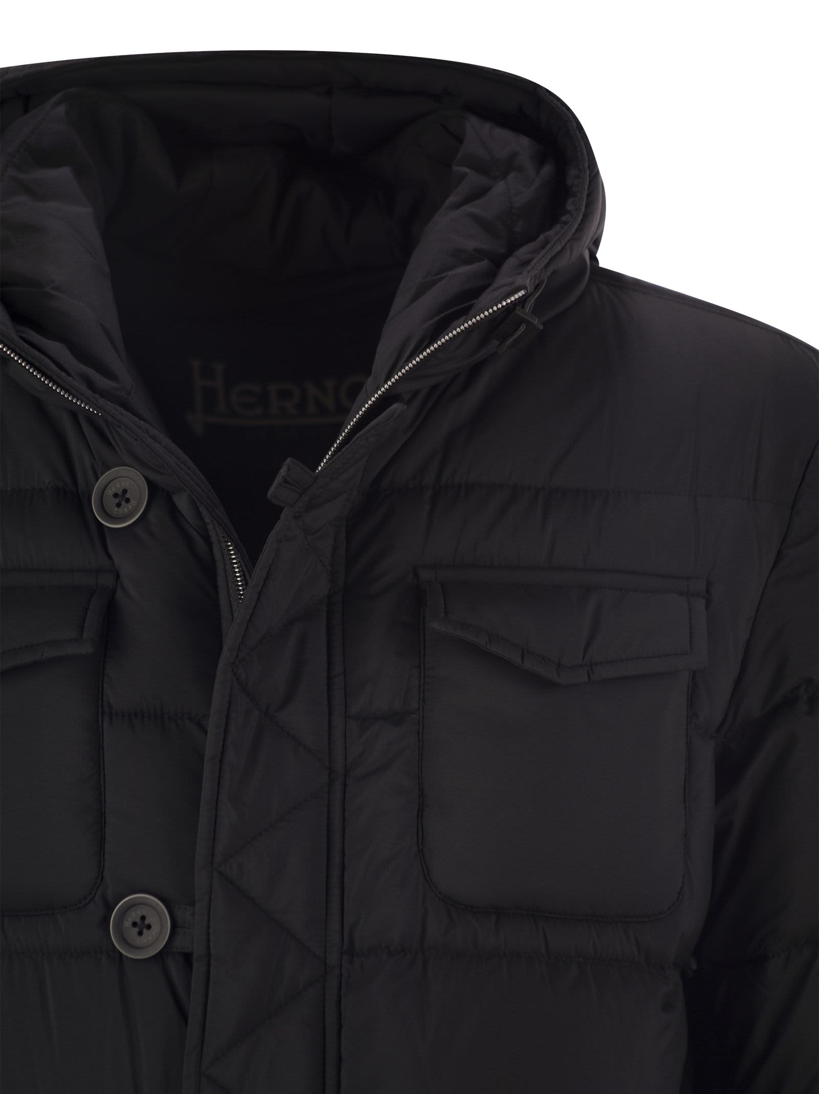 Shop Herno Eskimo - Hooded Down Jacket In Black