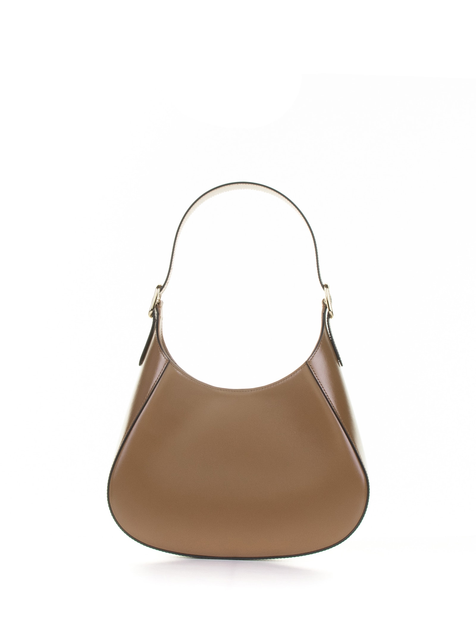 Shop Prada Brown Leather Shoulder Bag In Cannella