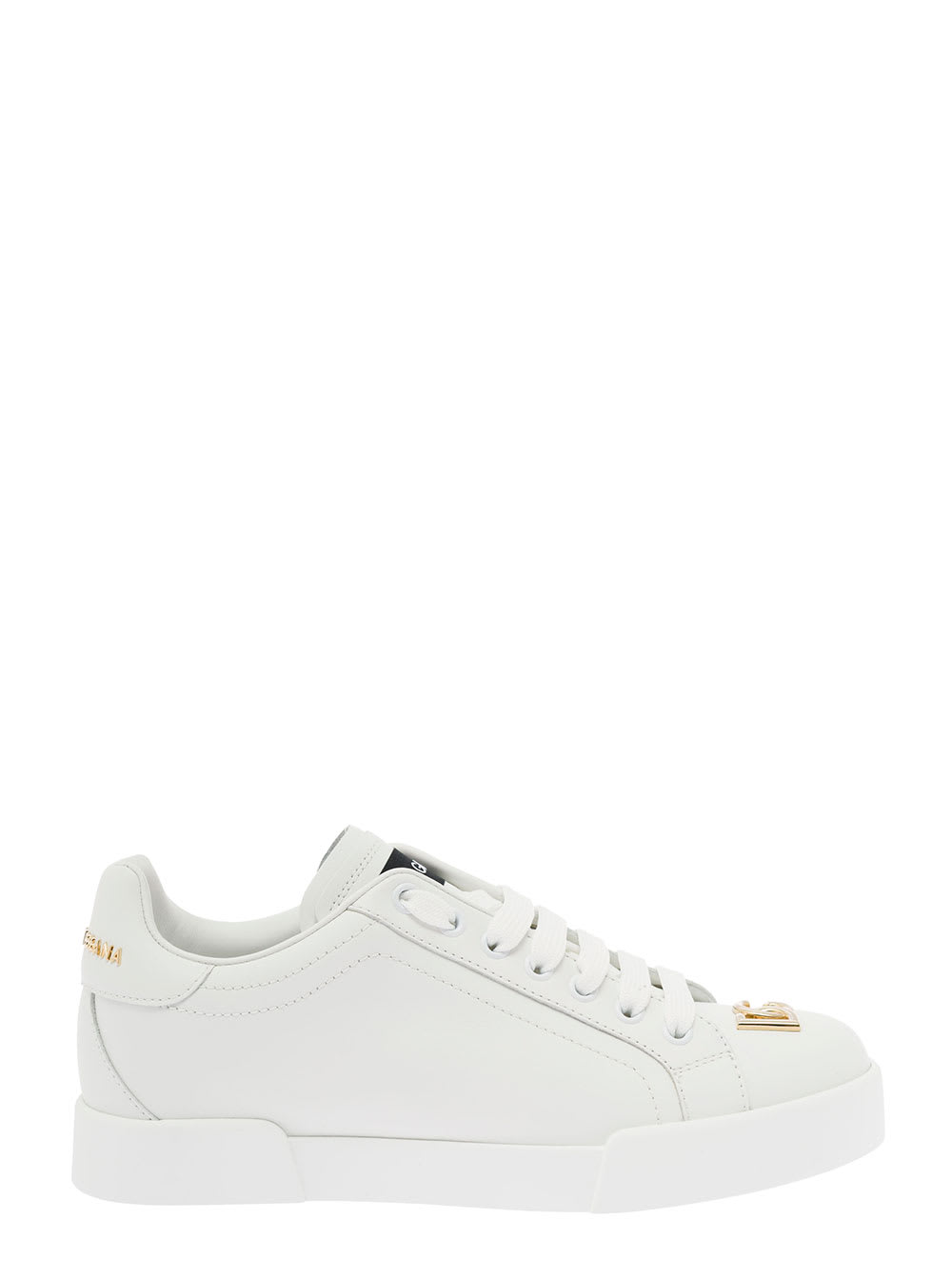 Dolce & Gabbana Womans Portofino White Leather Sneakers