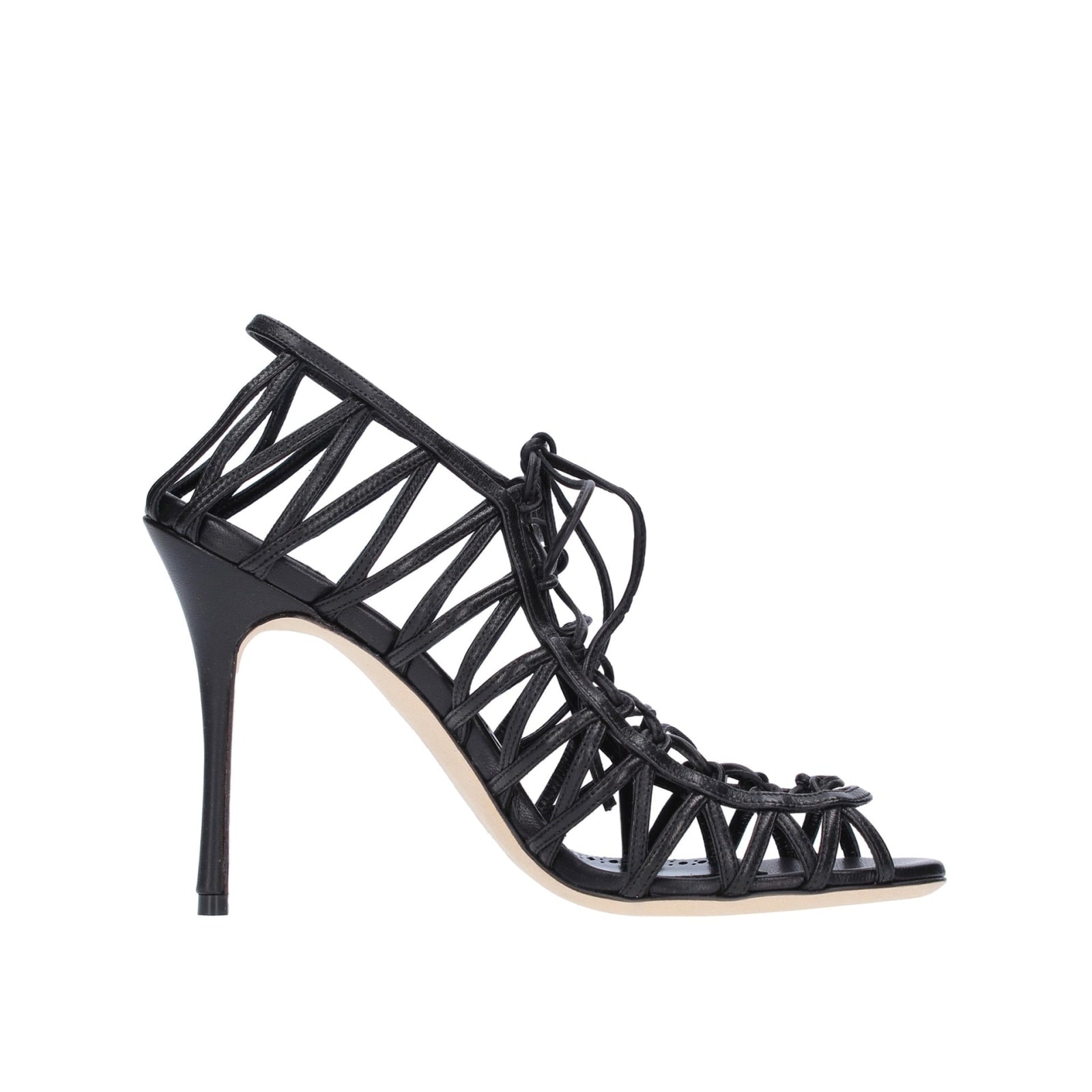 Manolo Blahnik Hollow-out High-heeled Sandals In Black