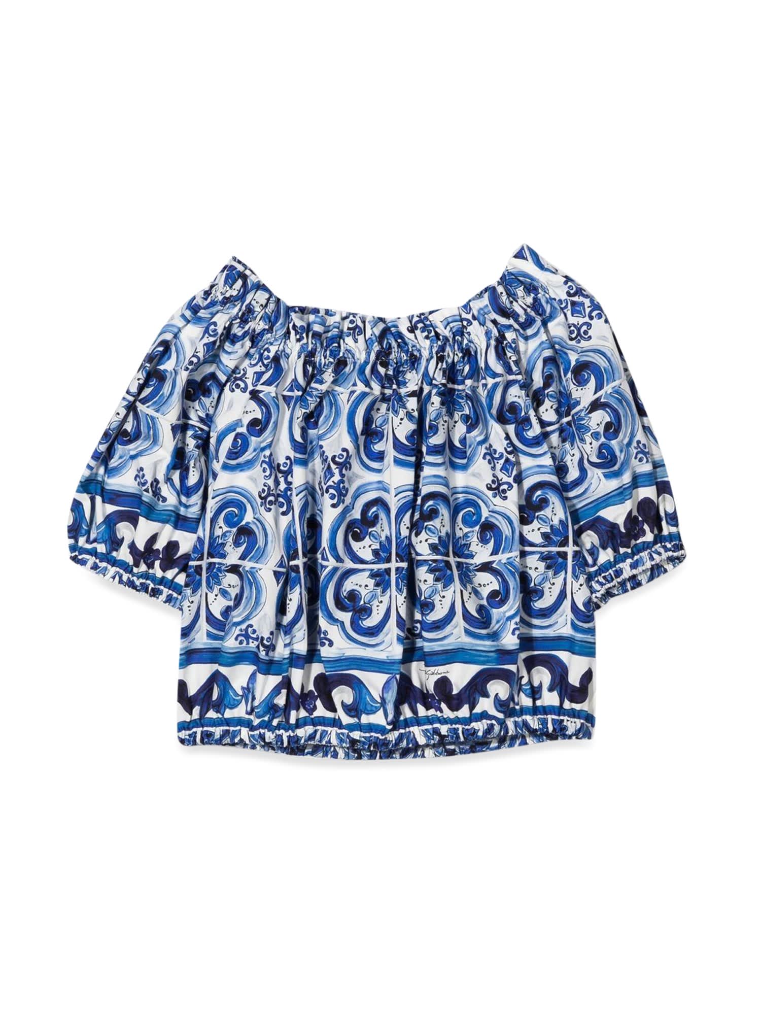 Dolce & Gabbana Girls Floral Jacket Denim Girls Kids 5 Year Blue by Childrensalon