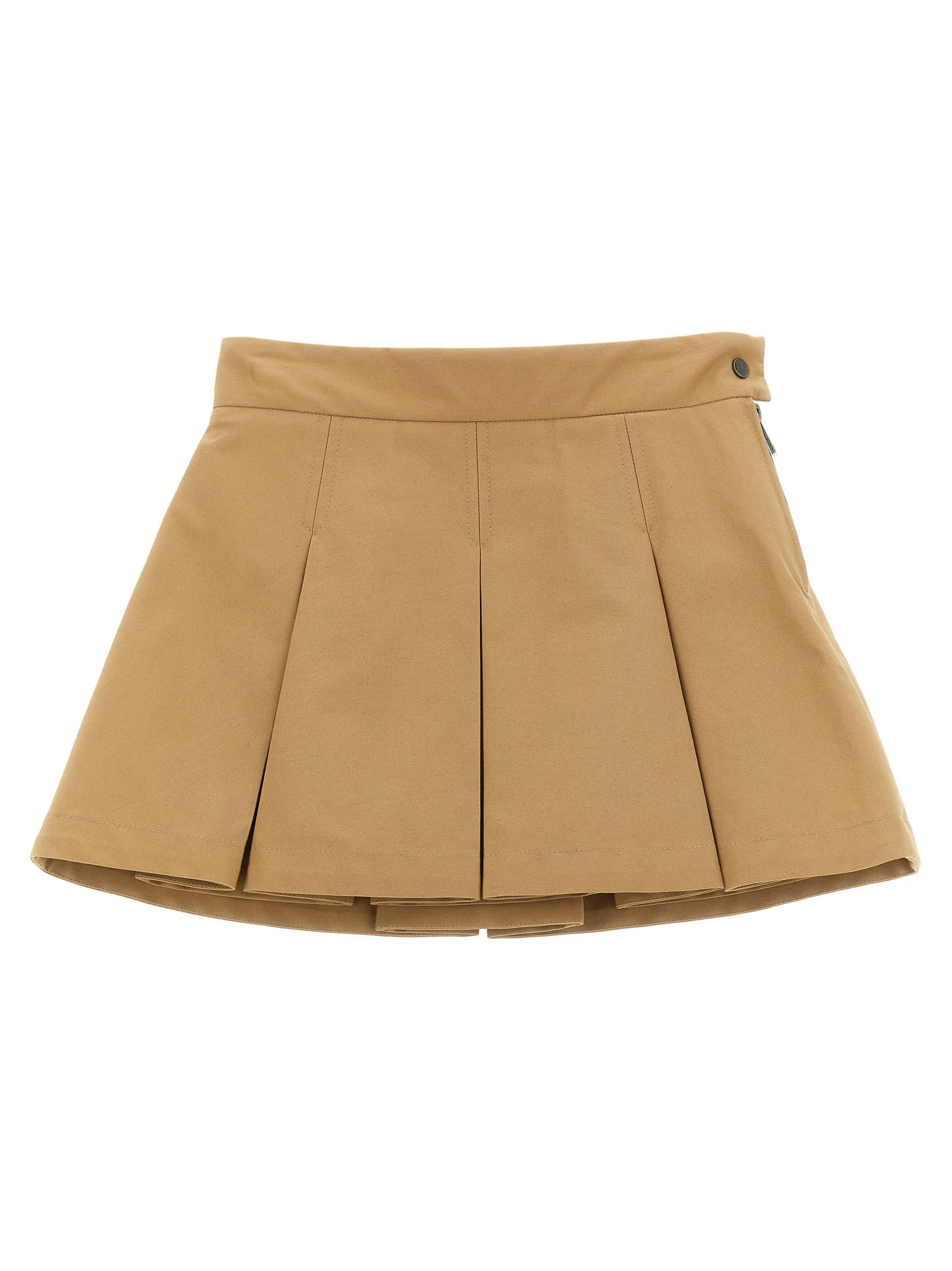 Moncler Jupe Plissée En Gabardine De Coton In Sand