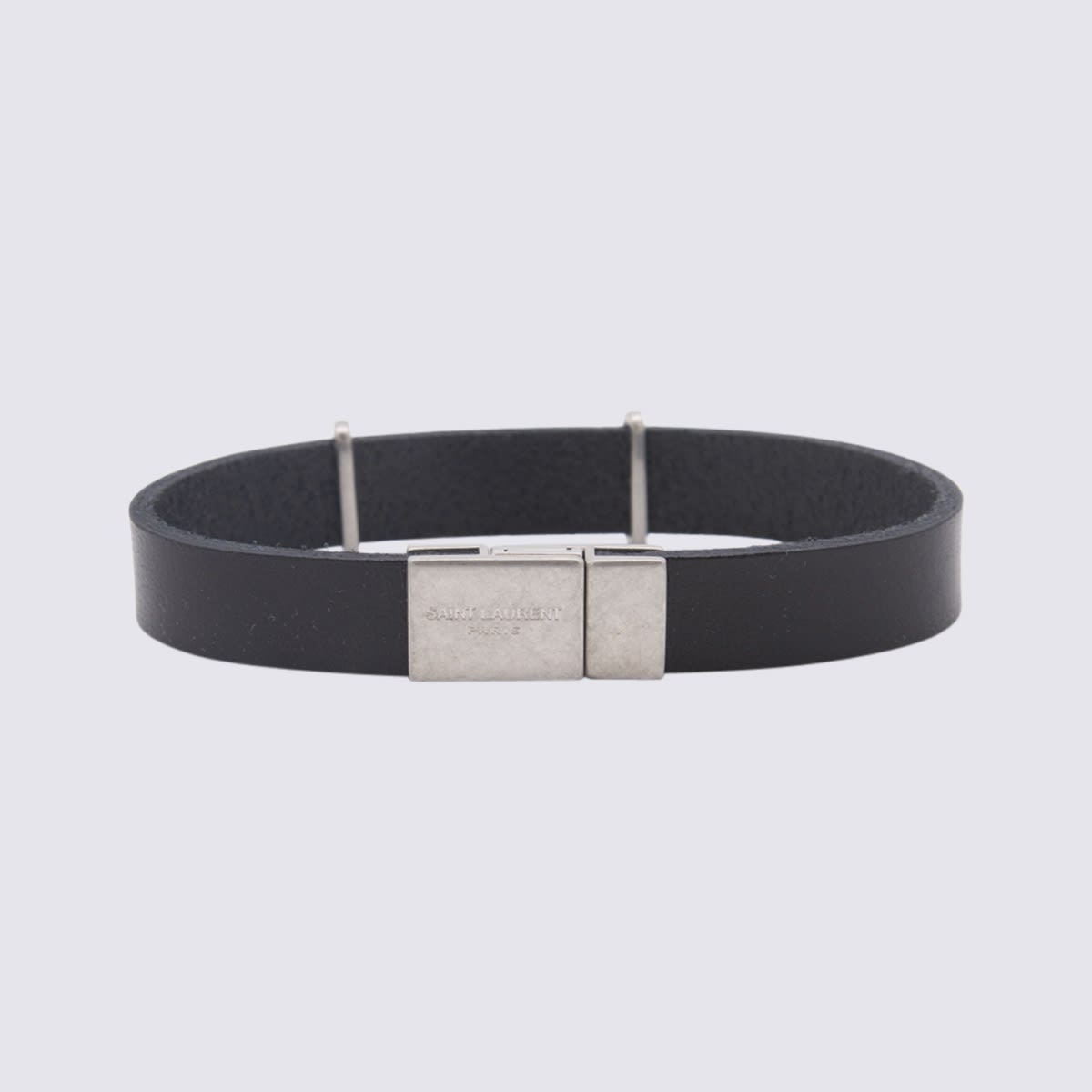 Shop Saint Laurent Black Leather Ysl Bracelet