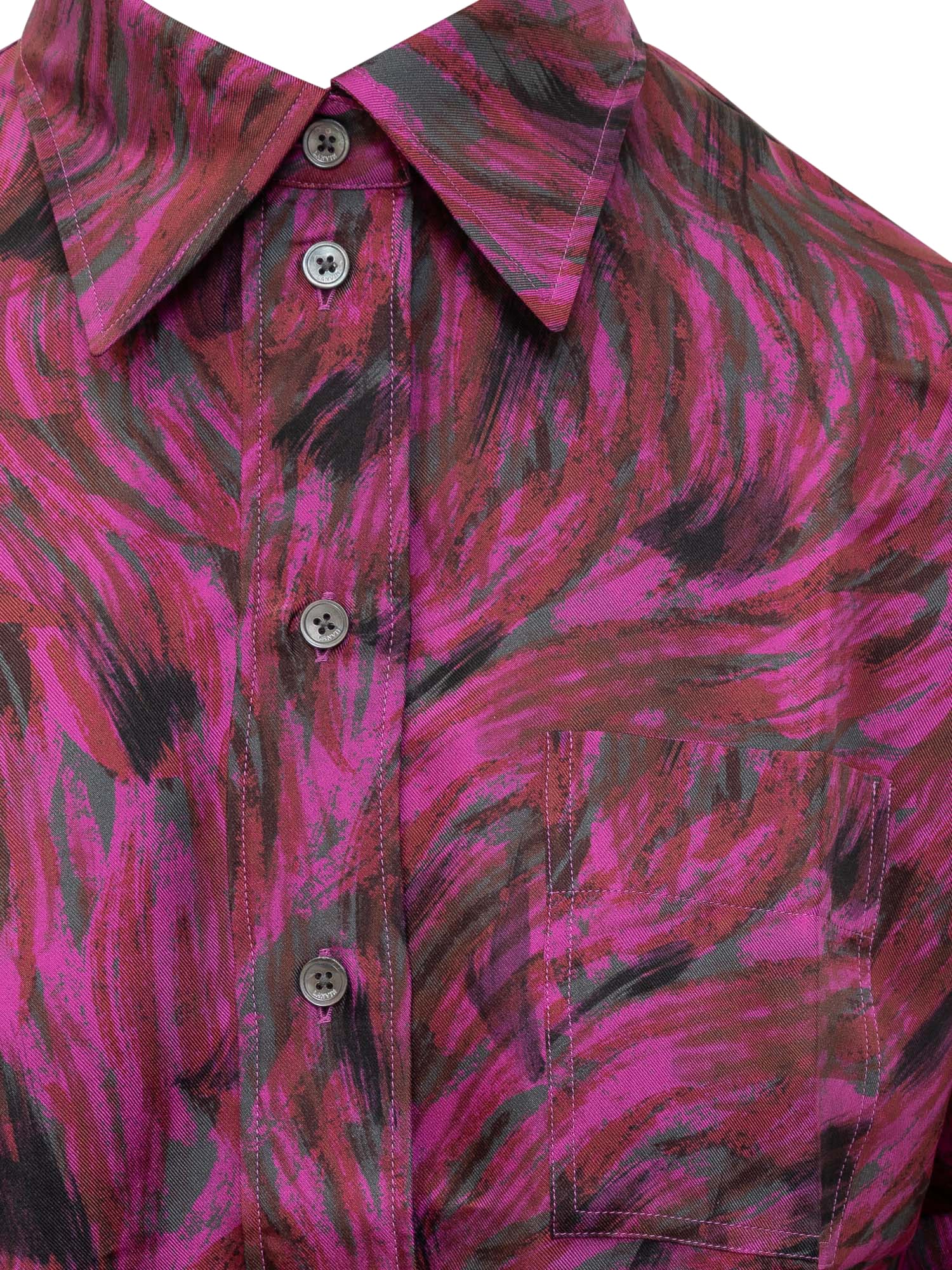 Shop Lanvin Fuchsia Fur Shirt