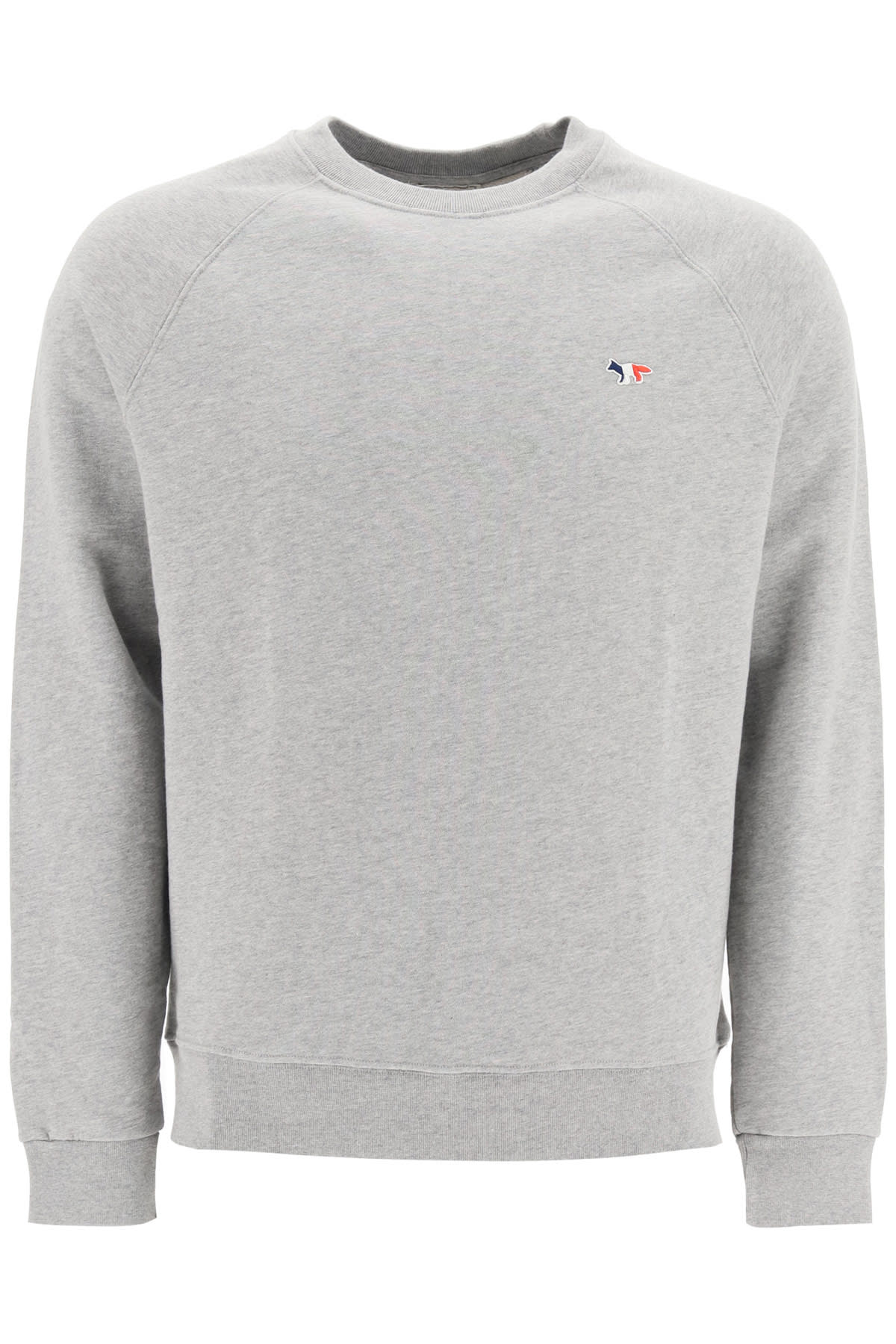 Shop Maison Kitsuné Tricolor Fox Patch Sweatshirt In Grey Melange (grey)