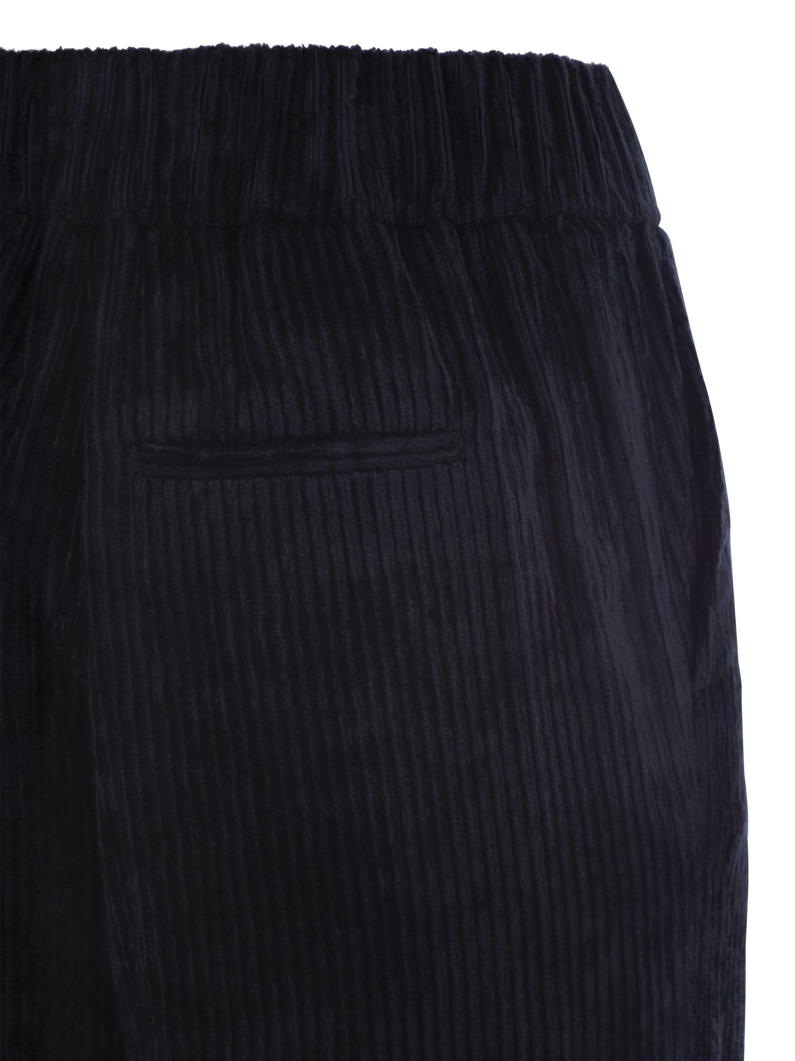 Peserico Carrot Trousers With Velvet Lace In Navy