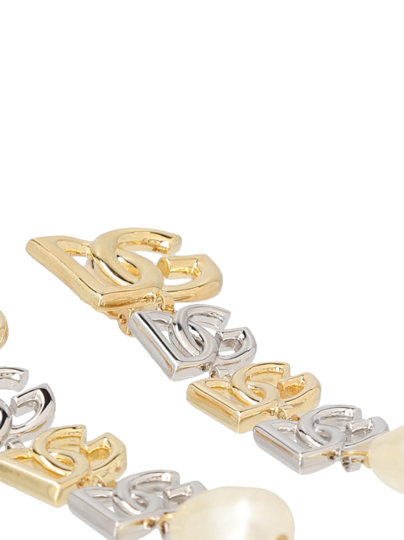 Dolce & Gabbana Drop Earrings With Two-tone Dg Multi-logo In Multicolor