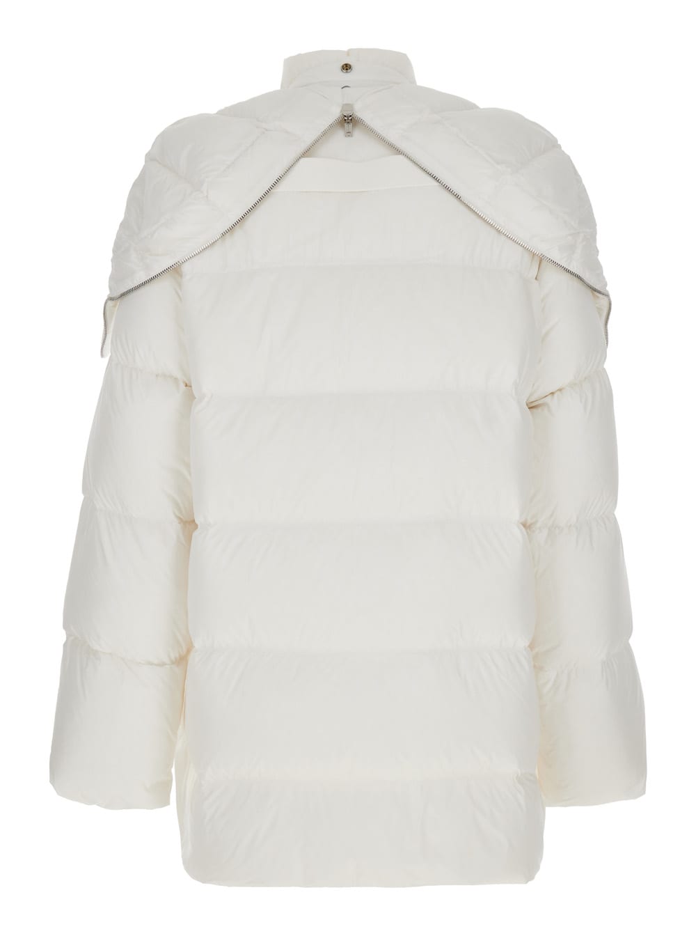 Moncler Genius Cyclopic White Down Jacket With Removable Hood And Logo Patch In Tech Fabric Woman