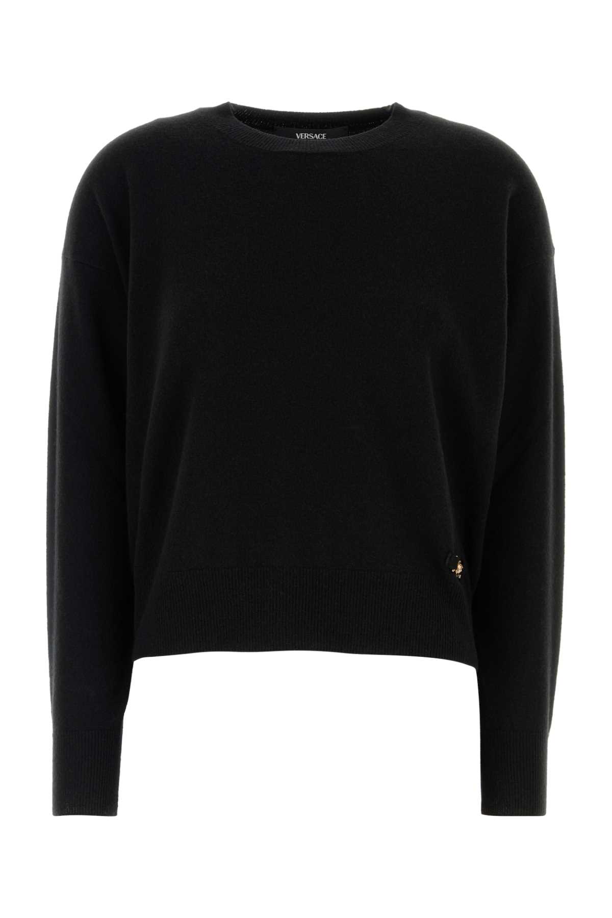 Versace Oversized Wool Blend Sweater With Embroidered Detail