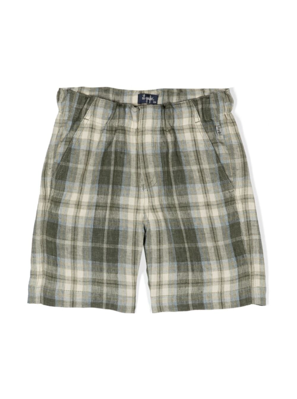 IL GUFO MULTICOLOR BERMUDA SHORTS WITH ELASTIC WAISTBAND AND LOGO PATCH IN LINEN BOY