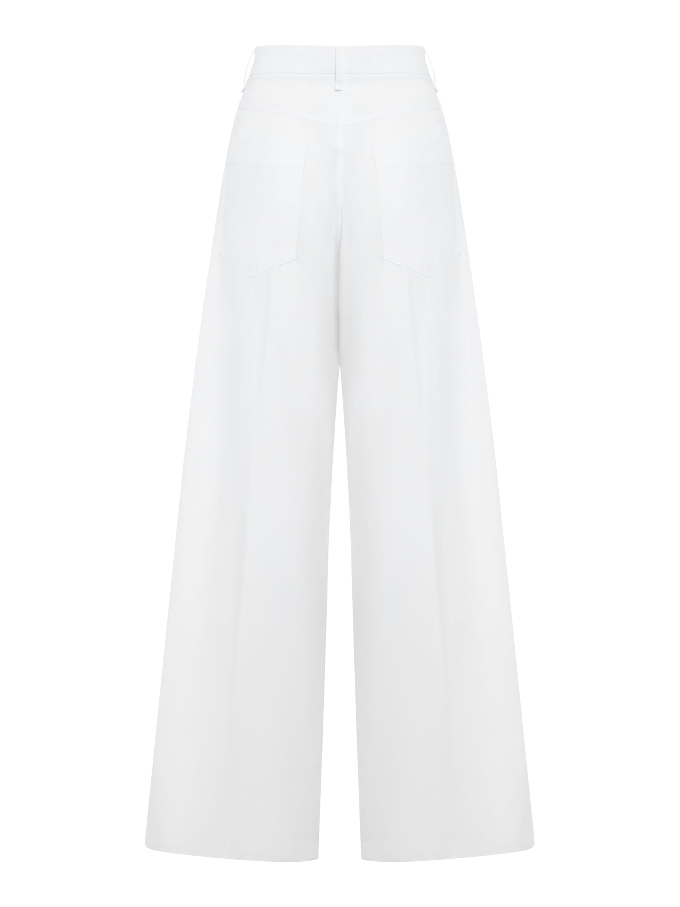 Shop Sportmax White High-waist Wide Leg Trousers In Cotton Woman In Optic White