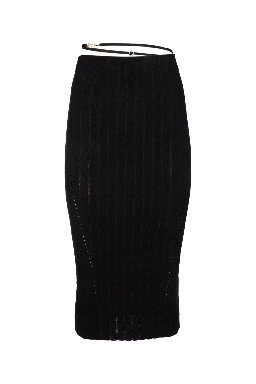 Shop Jacquemus Pralu Ribbed Skirt In Black